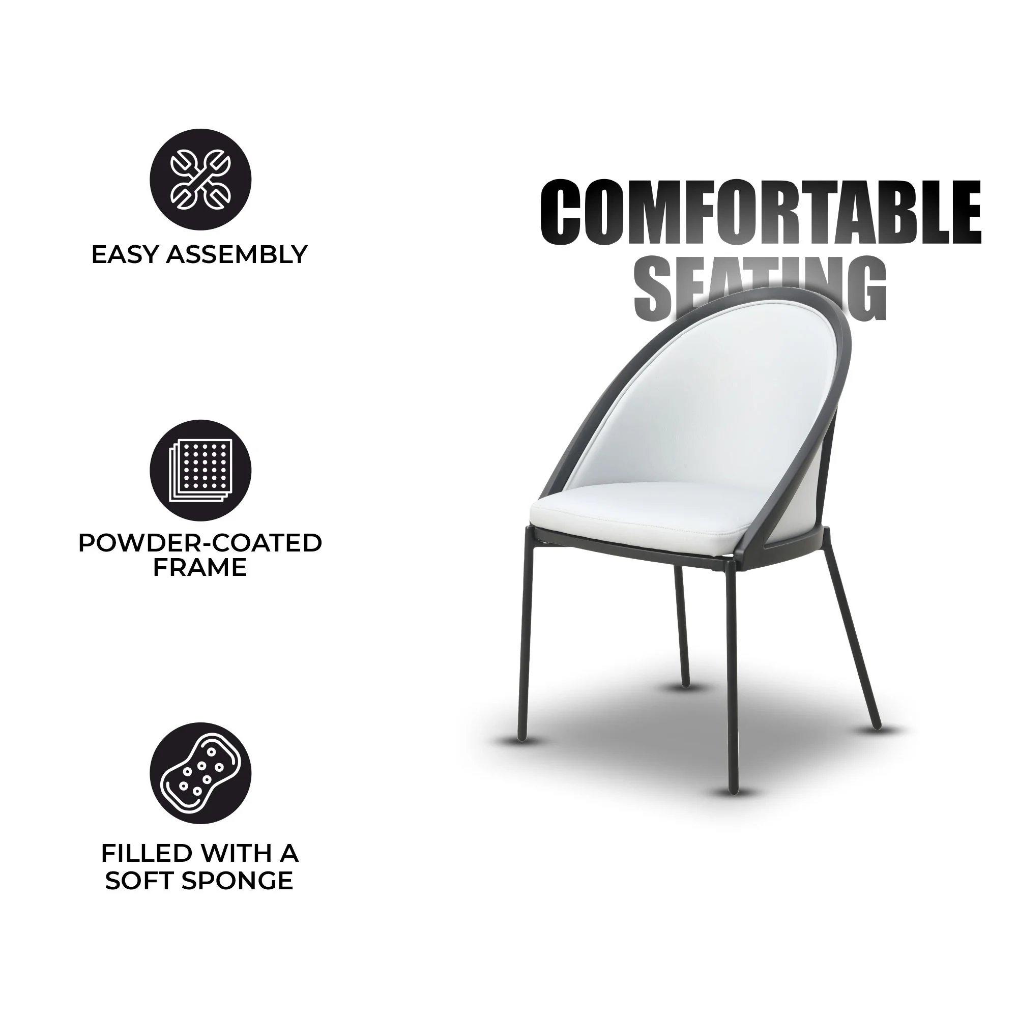 Urbane Collection Modern Dining Chair in White - Set of 2