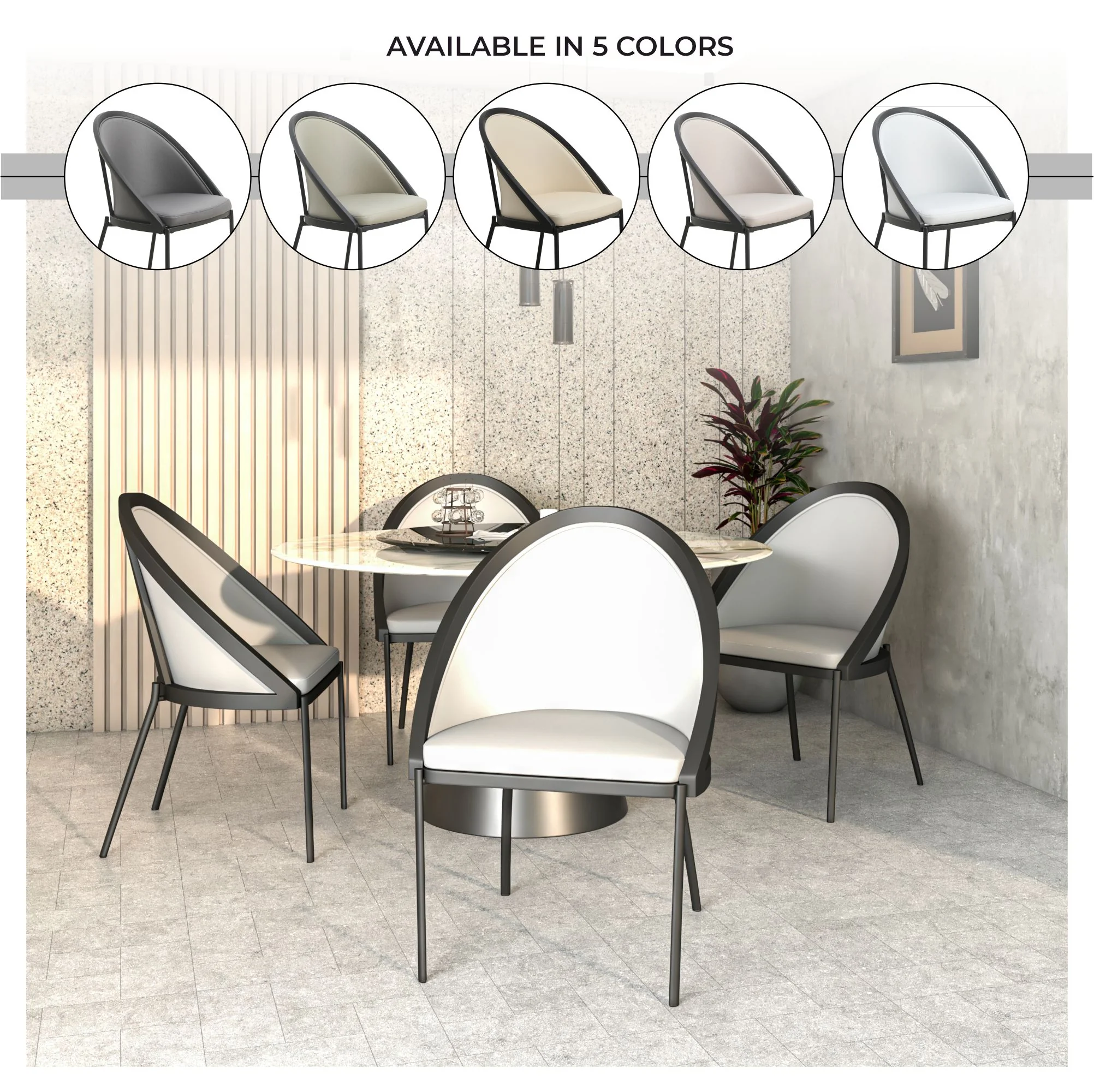Urbane Collection Modern Dining Chair in White - Set of 4