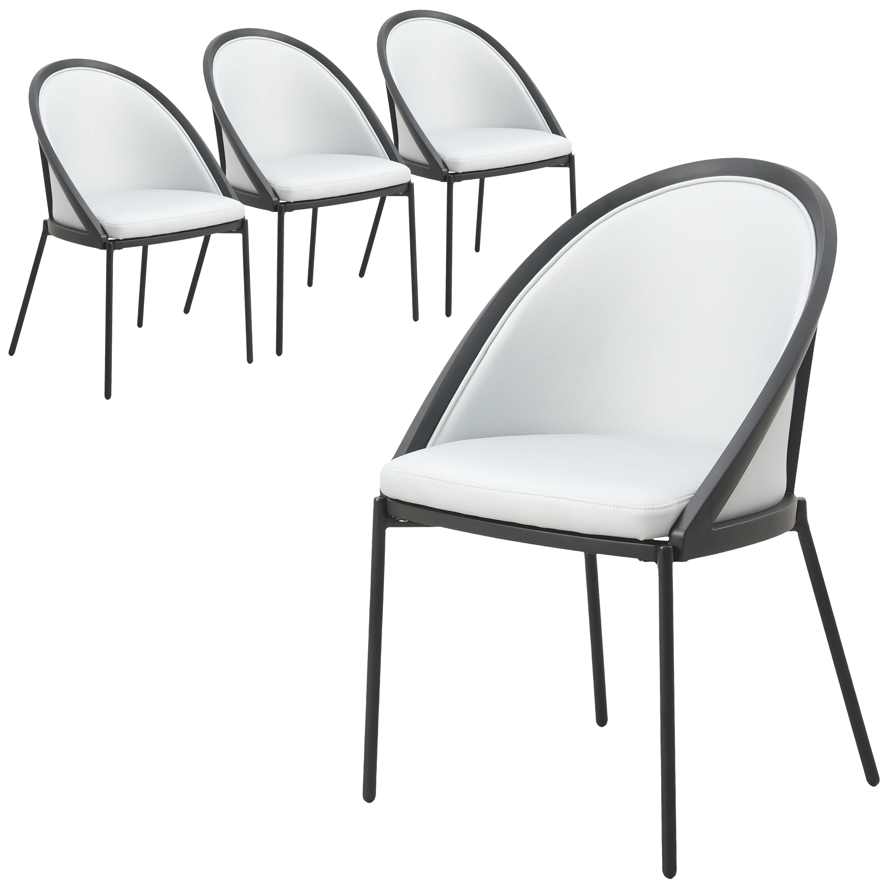 Urbane Collection Modern Dining Chair in White - Set of 4