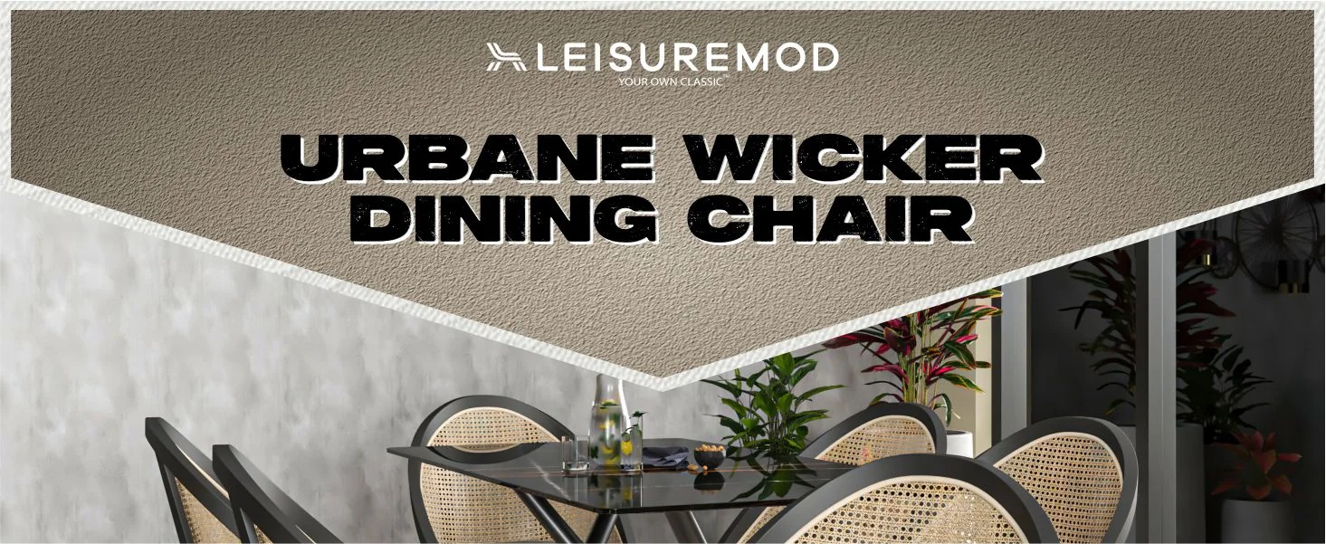 Urbane Collection Modern Dining Chair With Wicker back in Charcoal