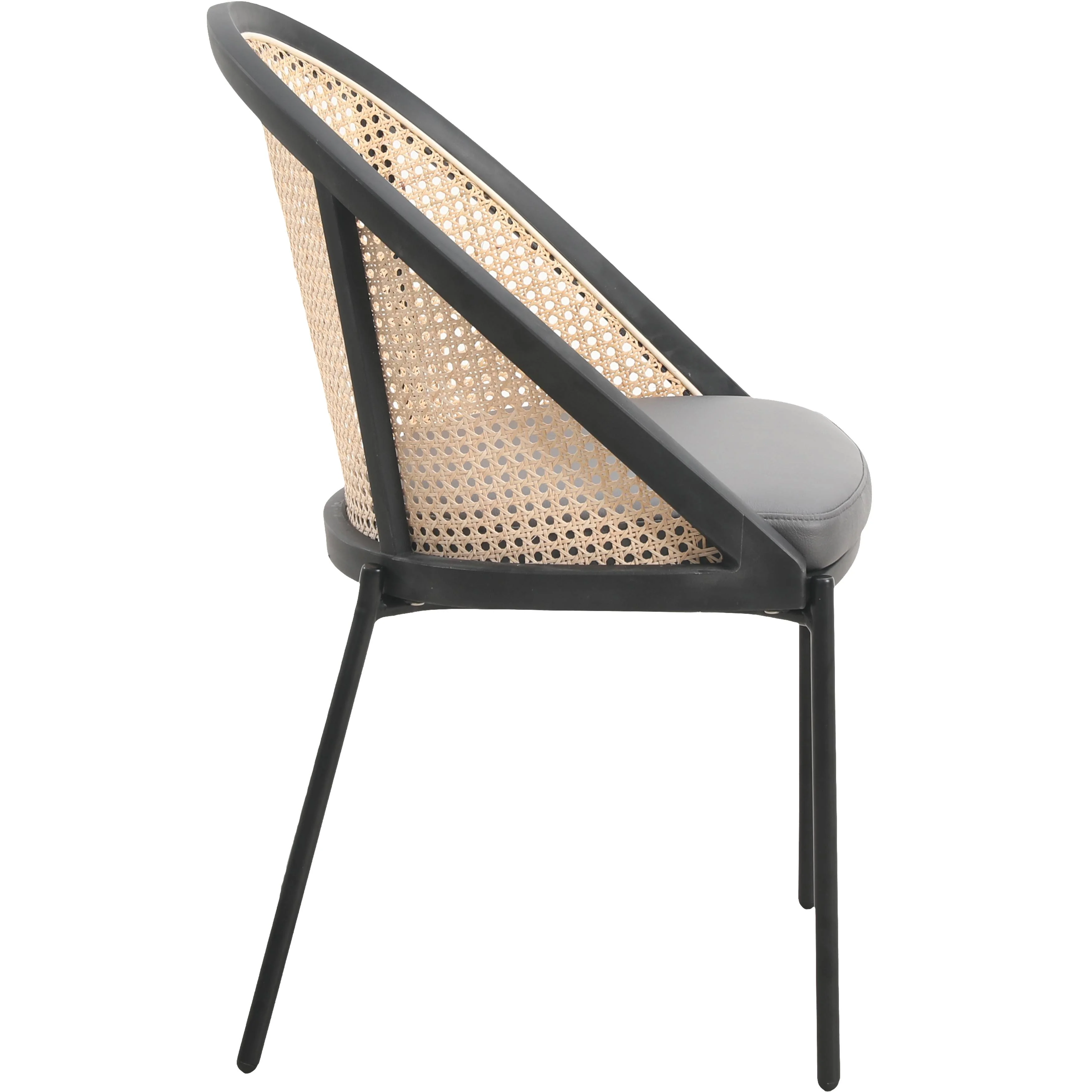 Urbane Collection Modern Dining Chair With Wicker back in Charcoal - Set of 2
