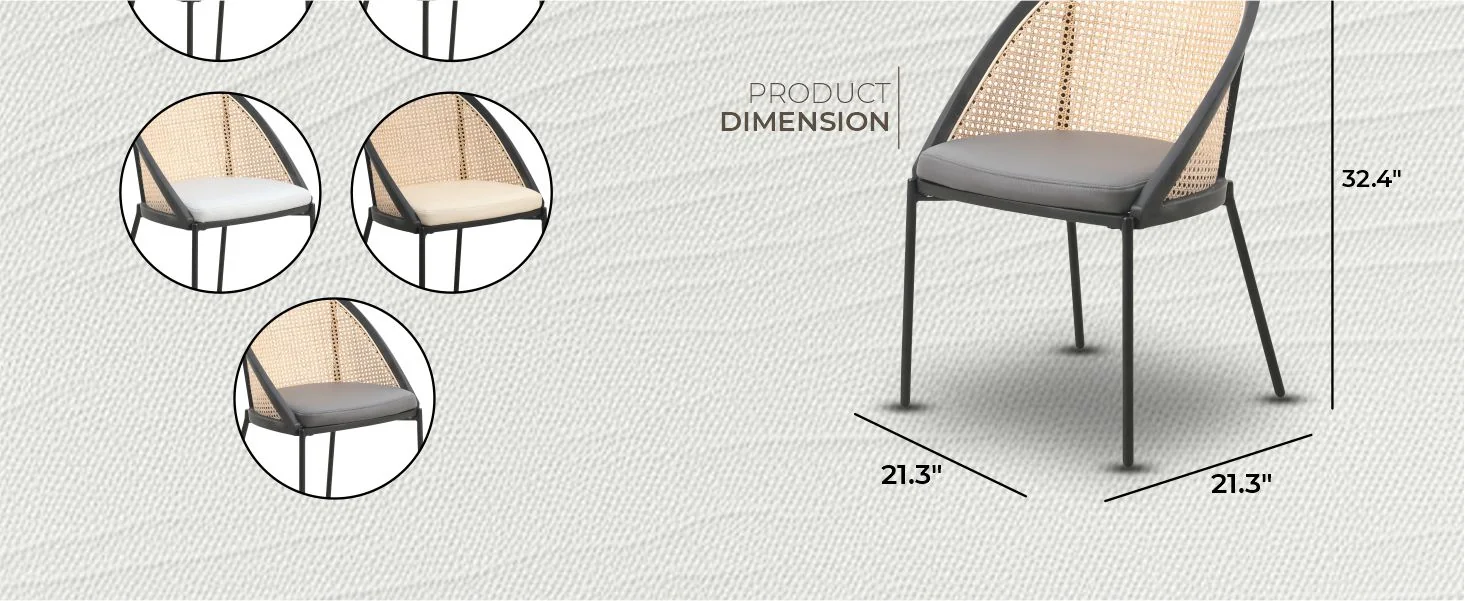 Urbane Collection Modern Dining Chair With Wicker back in Charcoal - Set of 2