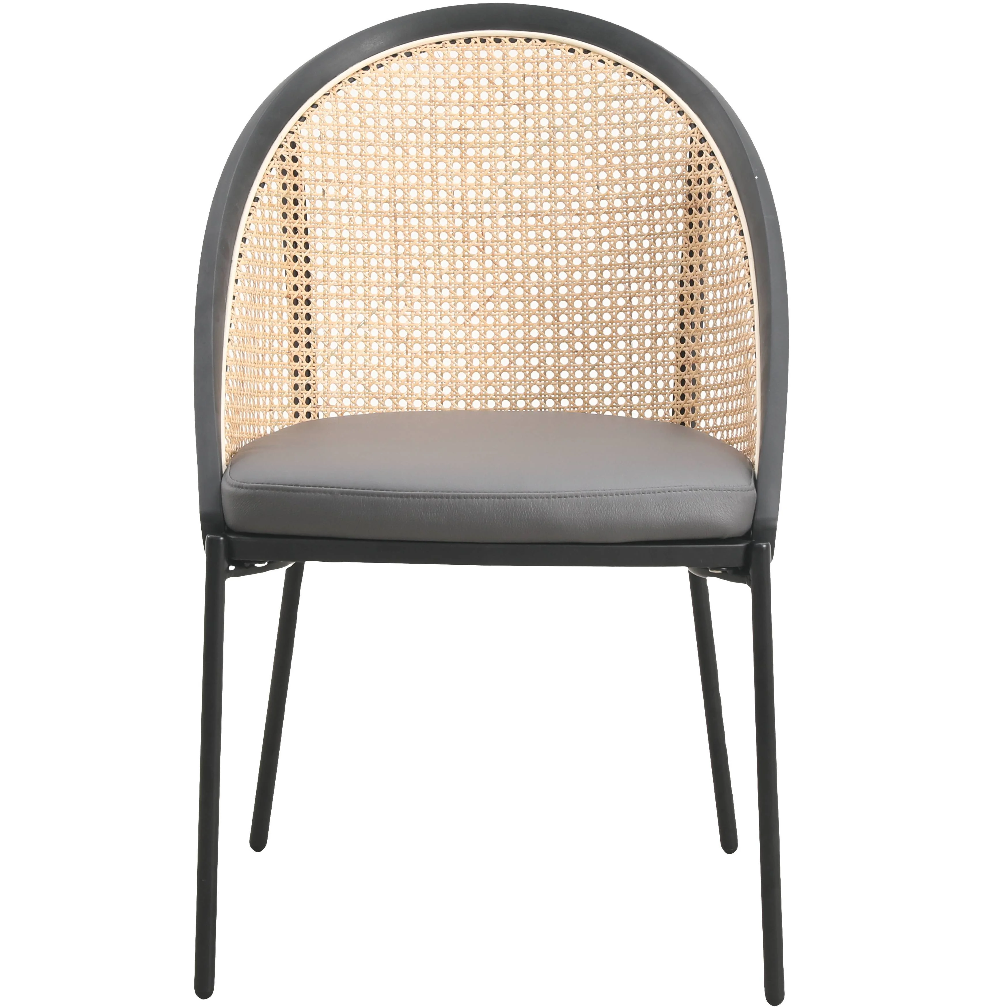Urbane Collection Modern Dining Chair With Wicker back in Charcoal - Set of 4
