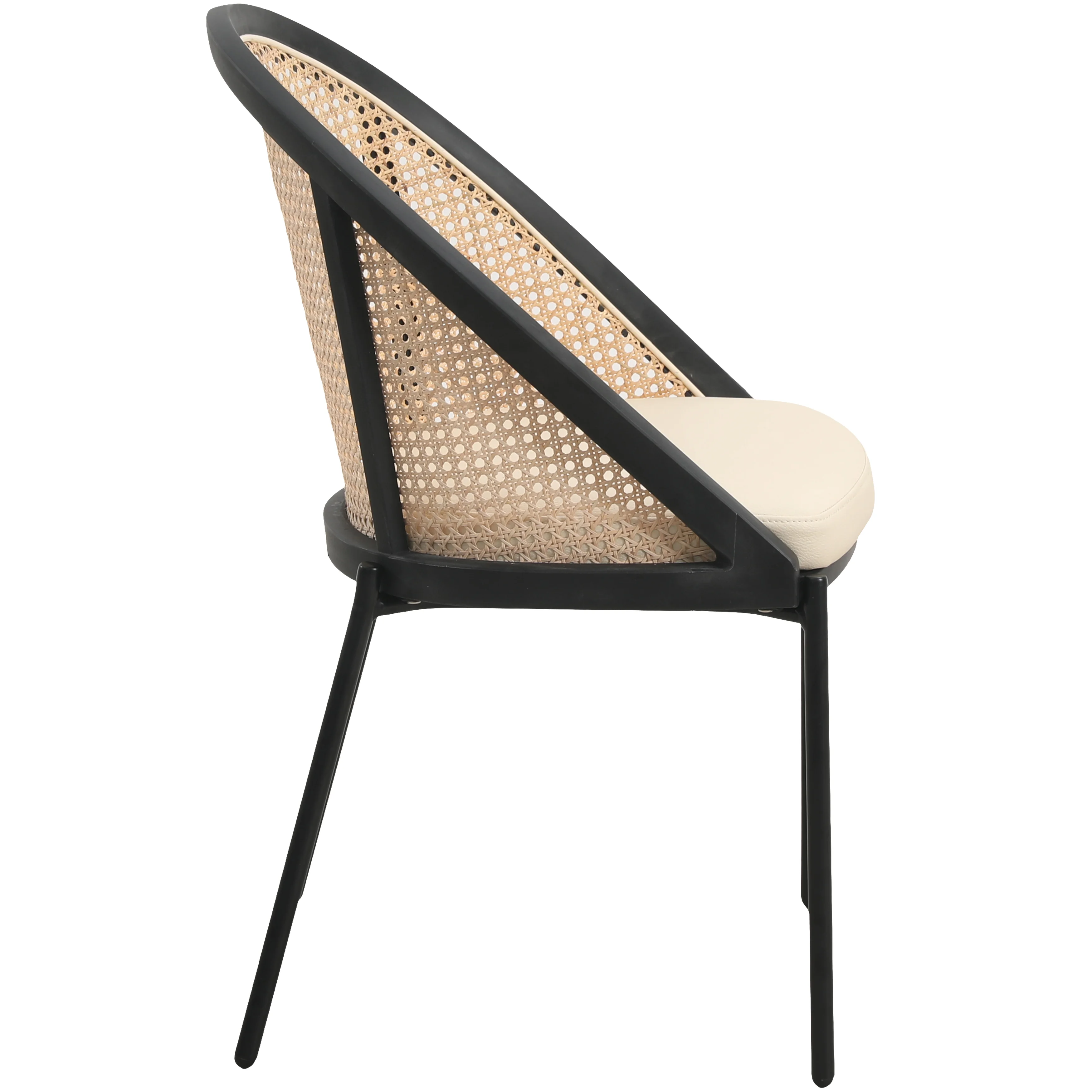 Urbane Collection Modern Dining Chair With Wicker back in Cream