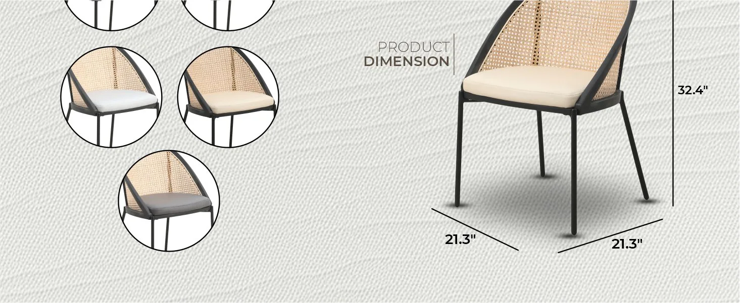 Urbane Collection Modern Dining Chair With Wicker back in Cream