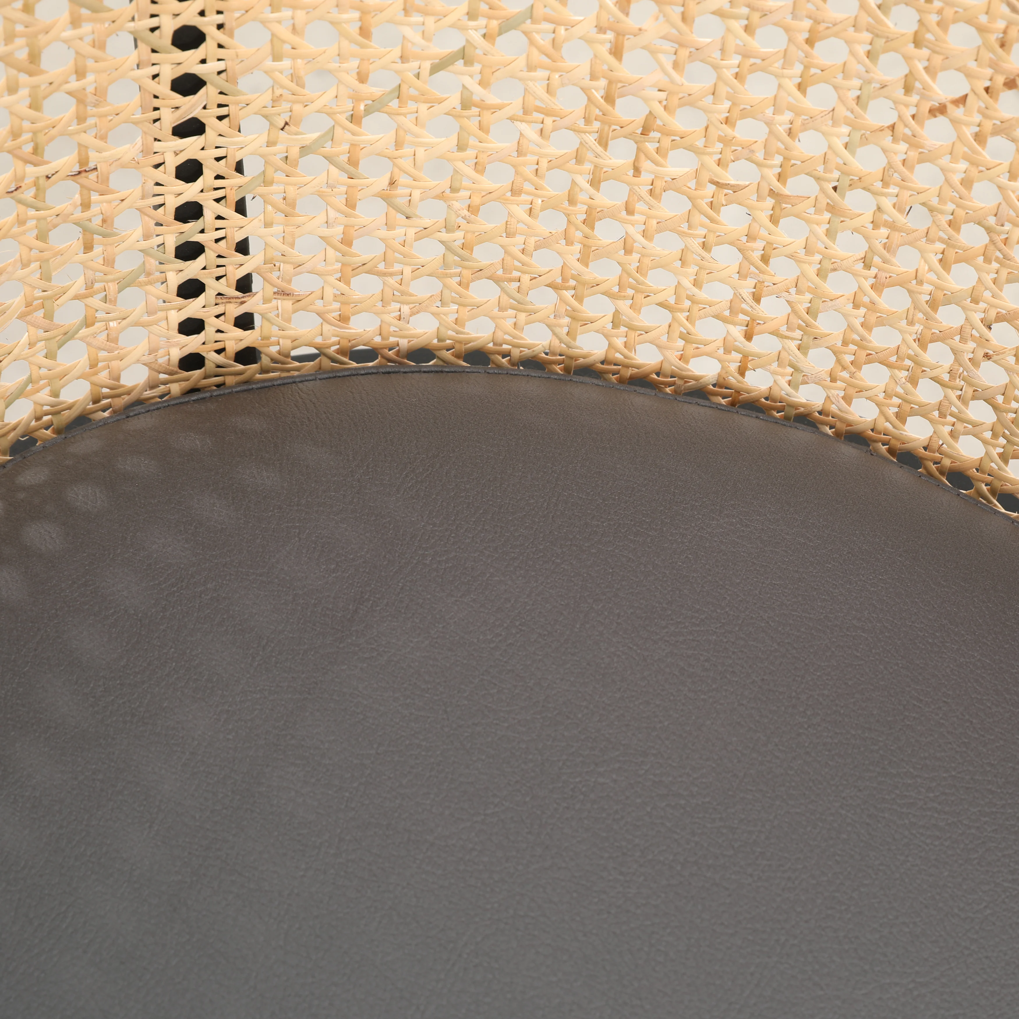 Urbane Collection Modern Dining Chair With Wicker back in Cream - Set of 4