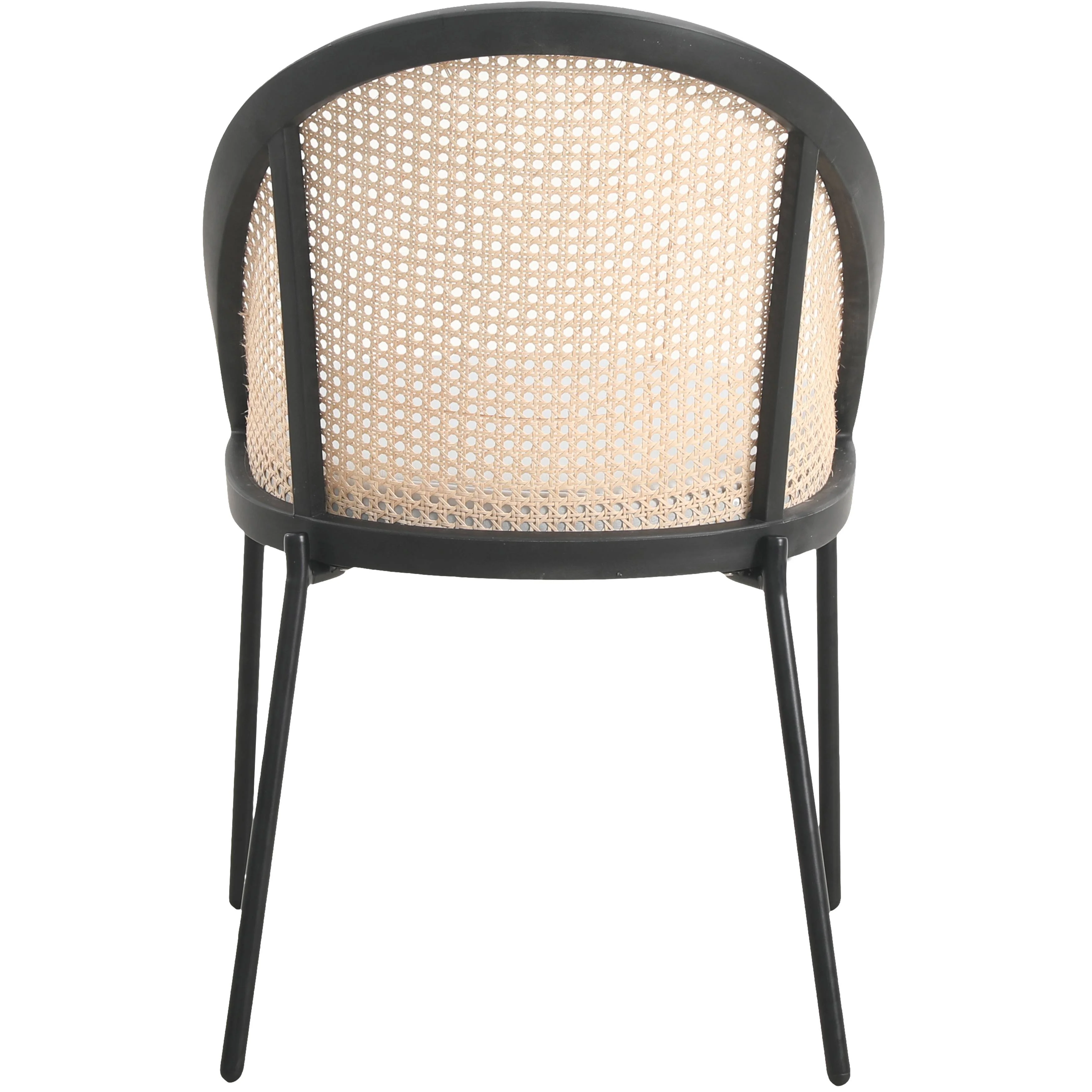 Urbane Collection Modern Dining Chair With Wicker back in Light Grey - Set of 2