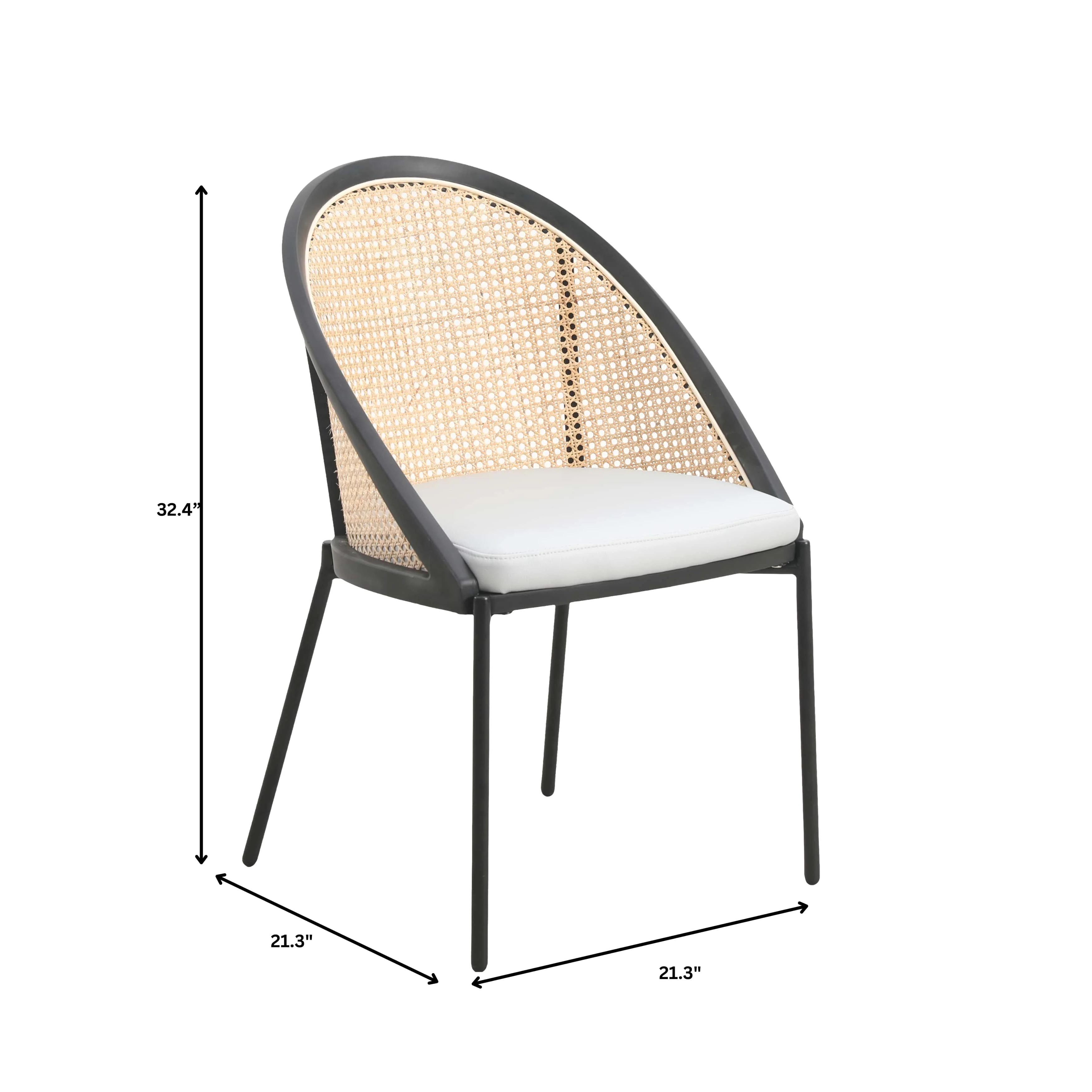 Urbane Collection Modern Dining Chair With Wicker back in Light Grey - Set of 2