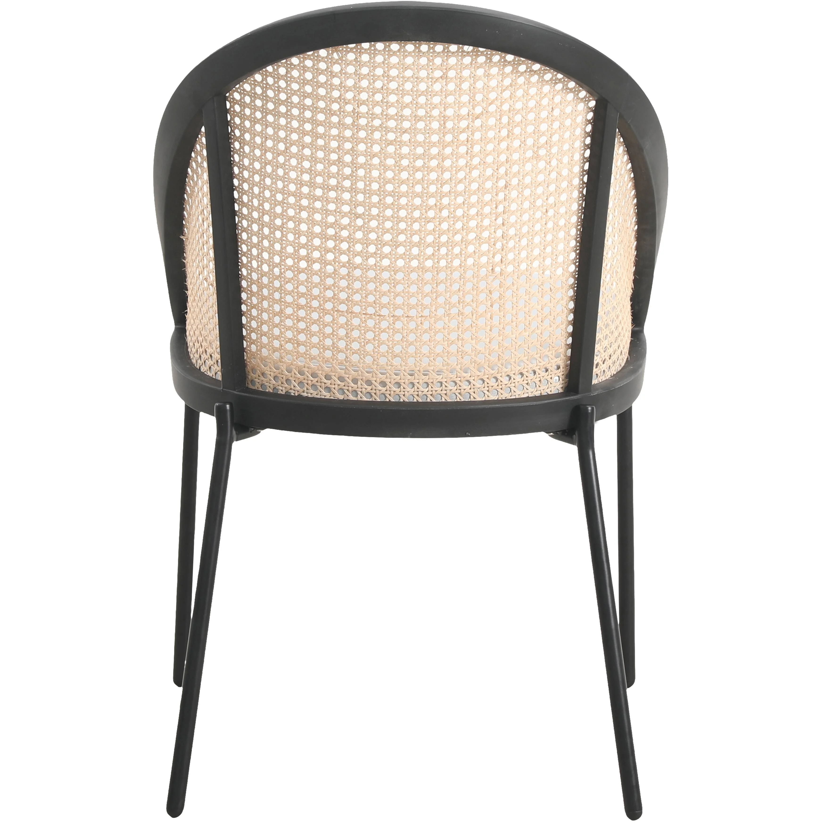 Urbane Collection Modern Dining Chair With Wicker back in Light Grey - Set of 4