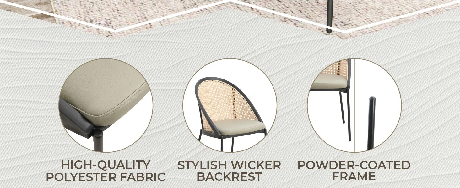 Urbane Collection Modern Dining Chair With Wicker back in Olive Green