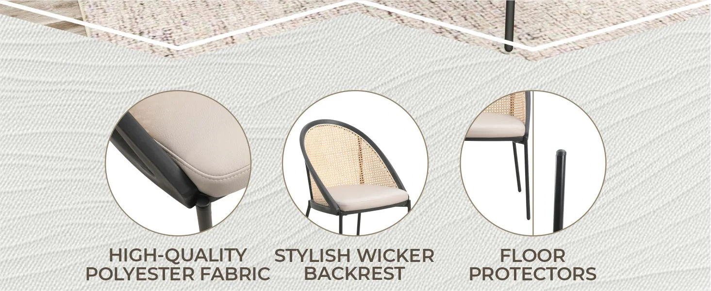 Urbane Collection Modern Dining Chair With Wicker back in Toupe