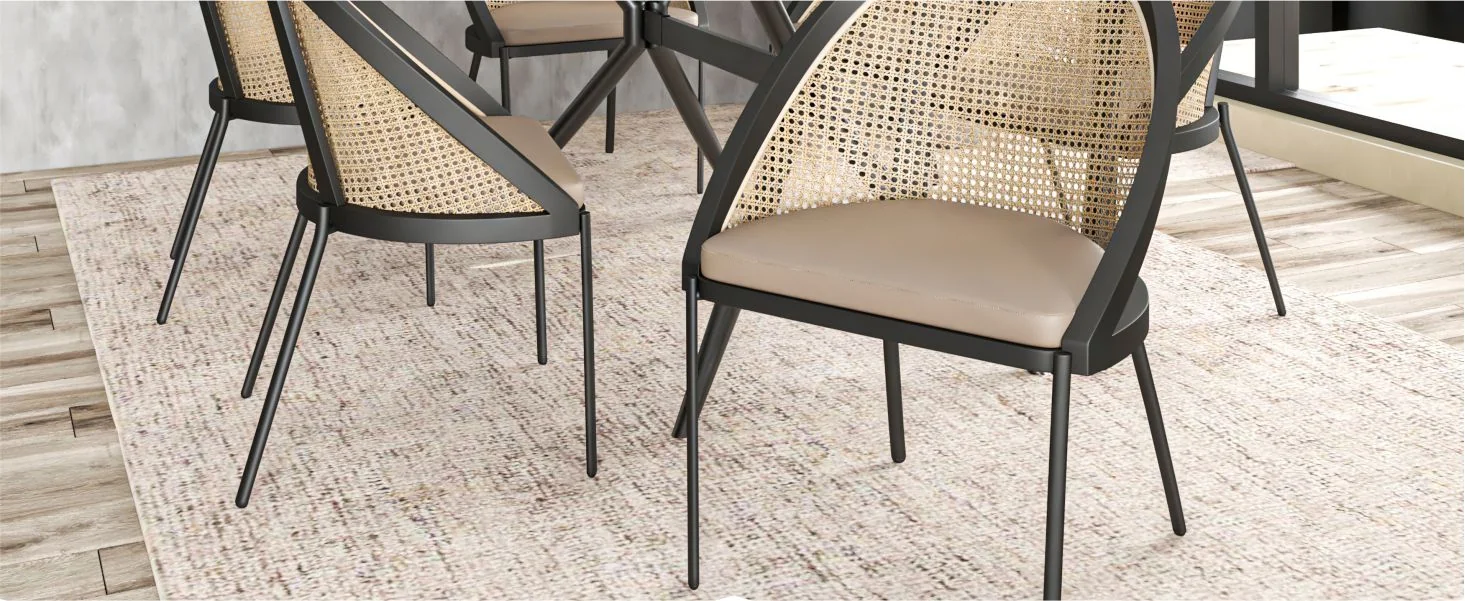 Urbane Collection Modern Dining Chair With Wicker back in Toupe