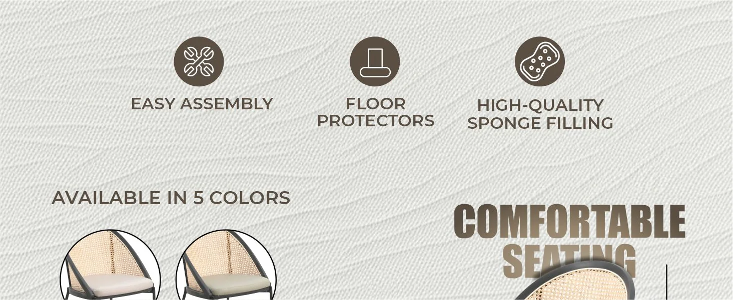 Urbane Collection Modern Dining Chair With Wicker back in Toupe