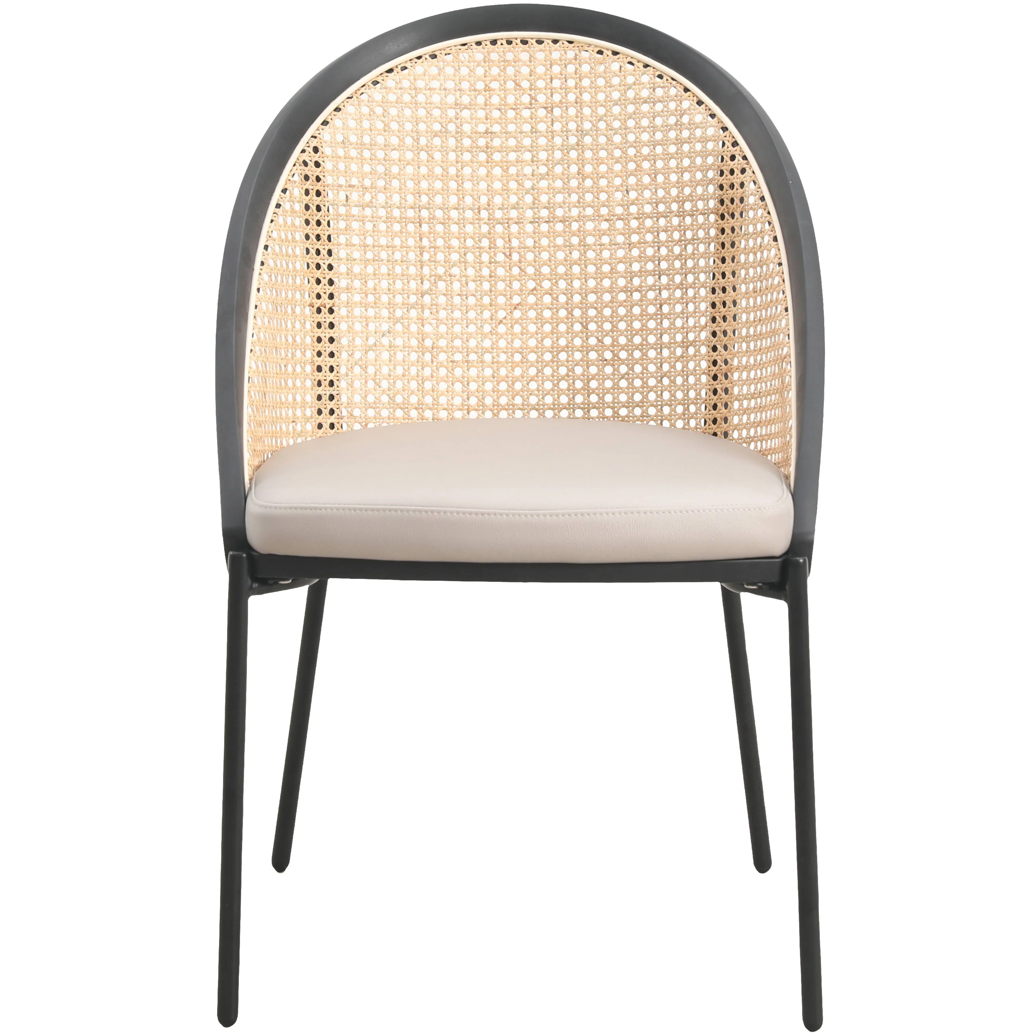 Urbane Collection Modern Dining Chair With Wicker back in Taupe - Set of 2