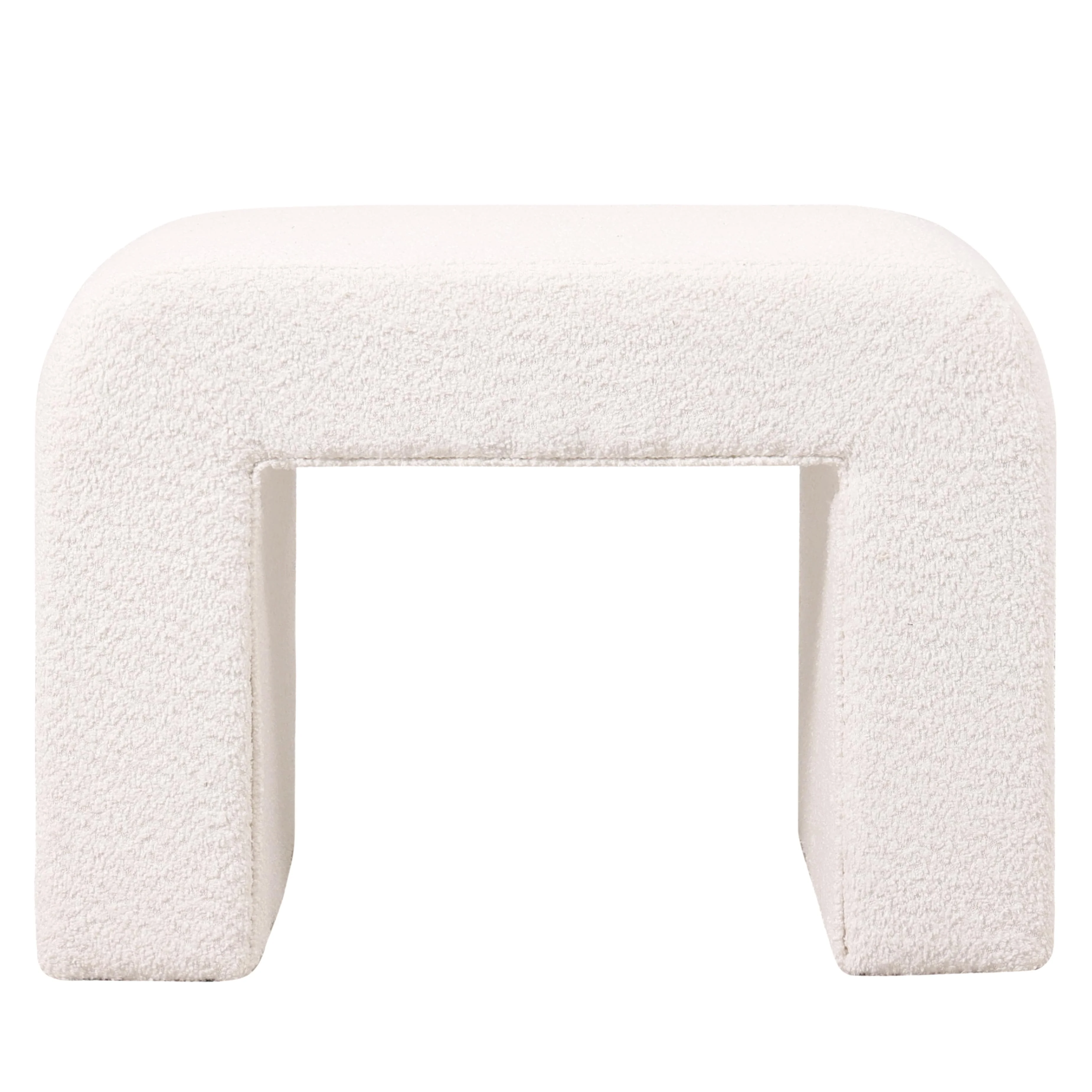 Vint 26” Bench Upholstered in Velvet Boucle with Curved Waterfall Design Padded Foam Seat for Living Room