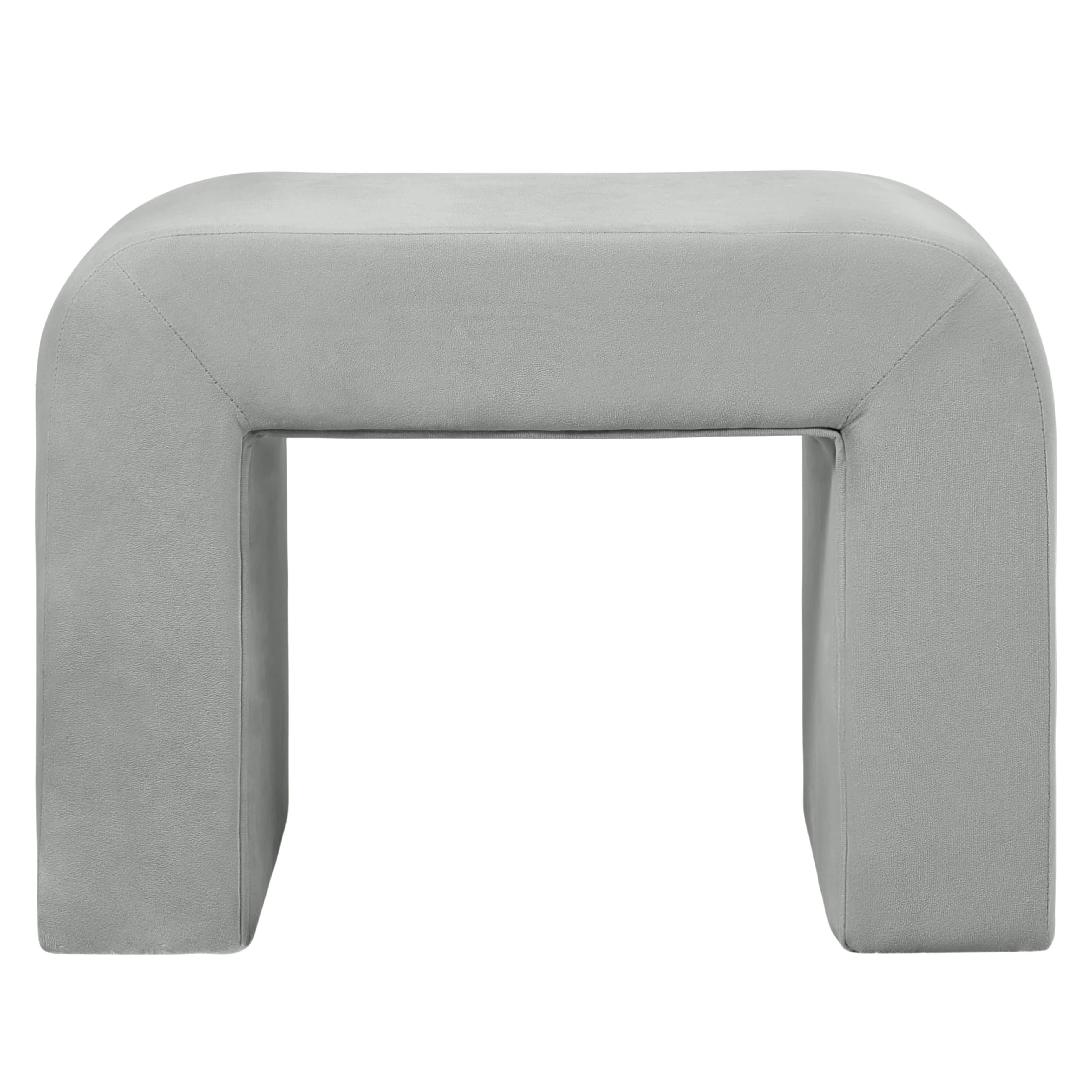 Vint 26” Bench Upholstered in Velvet Boucle with Curved Waterfall Design Padded Foam Seat for Living Room