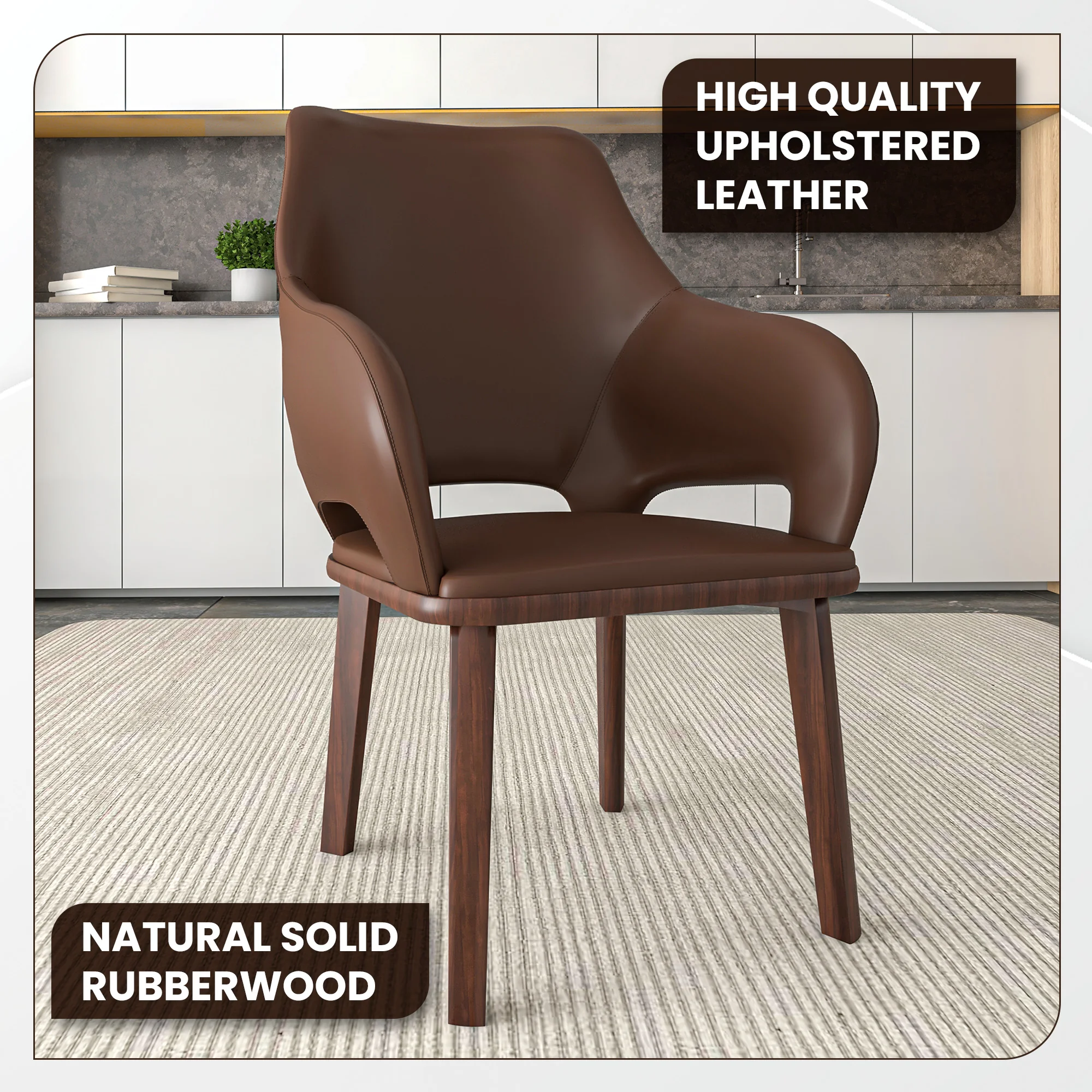 Vivara Collection Modern Dining Chair in Dark Brown