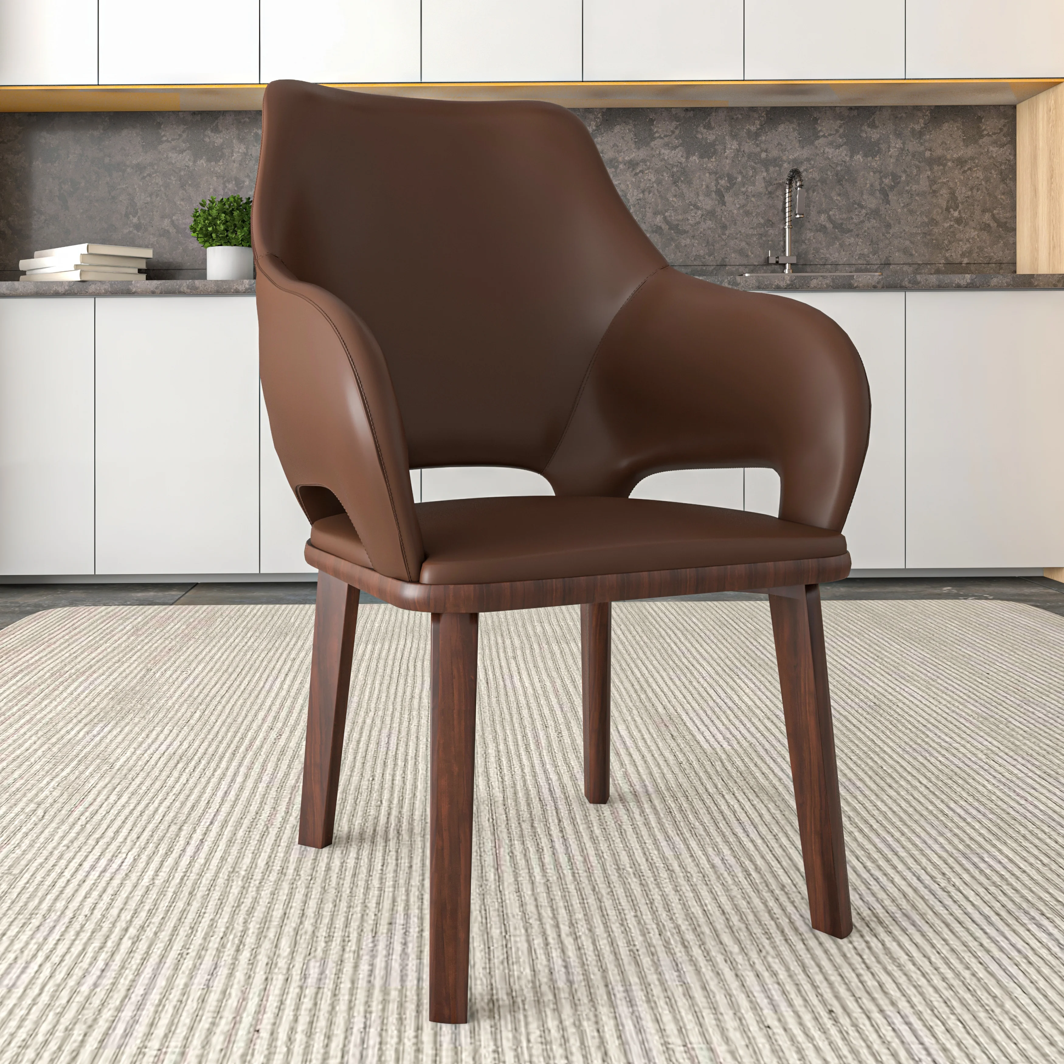 Vivara Collection Modern Dining Chair in Dark Brown