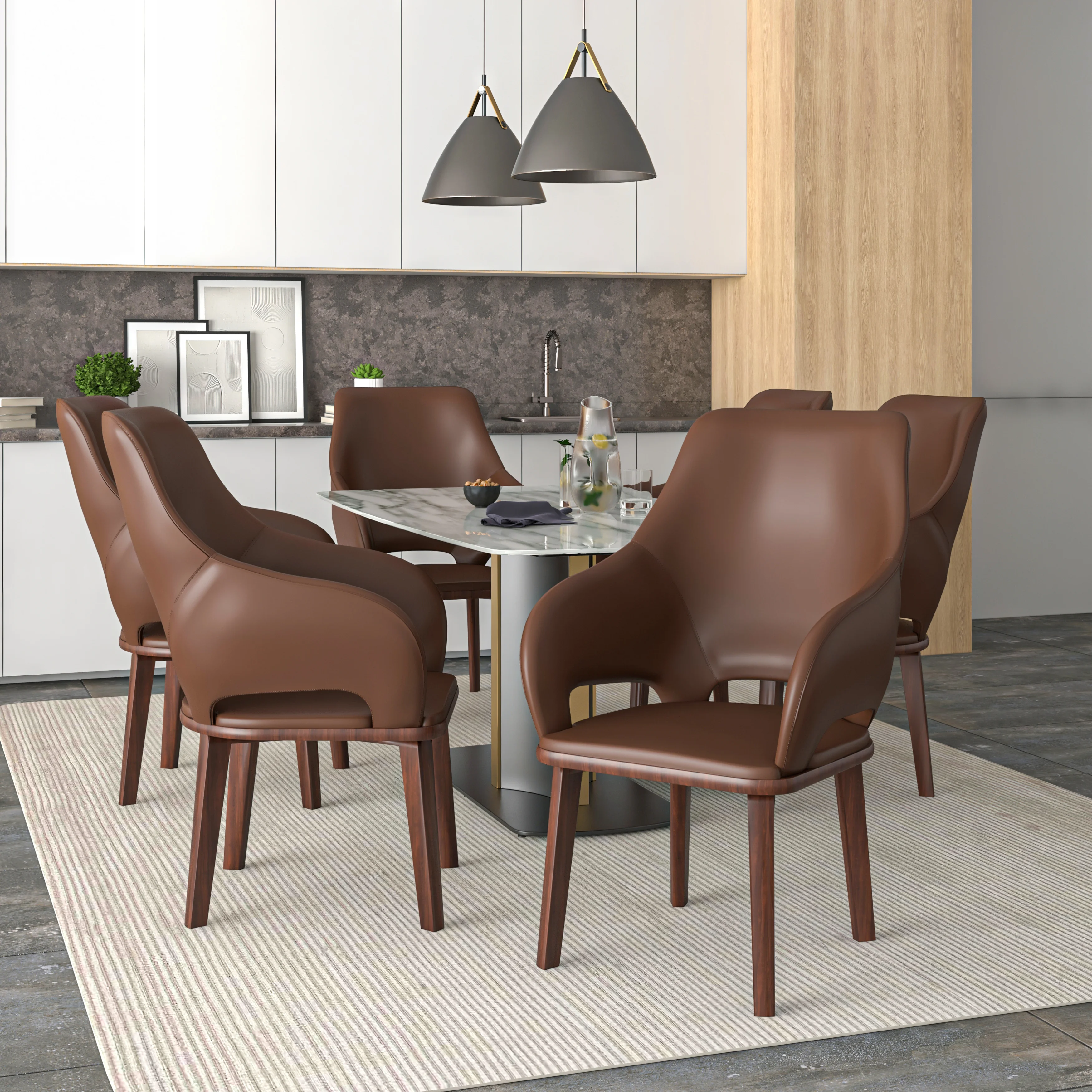 Vivara Collection Modern Dining Chair in Dark Brown Set of 2