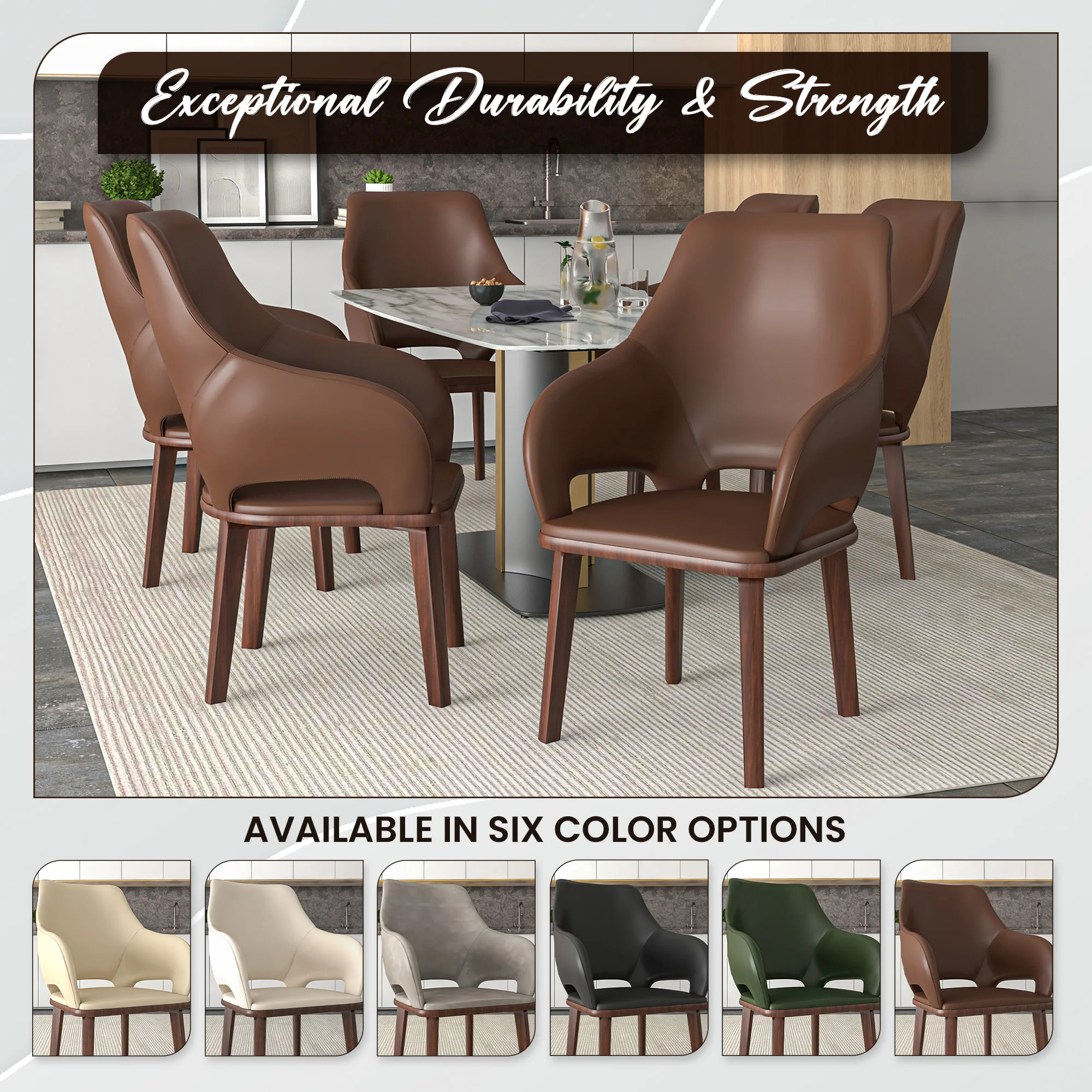 Vivara Collection Modern Dining Chair in Dark Brown Set of 2