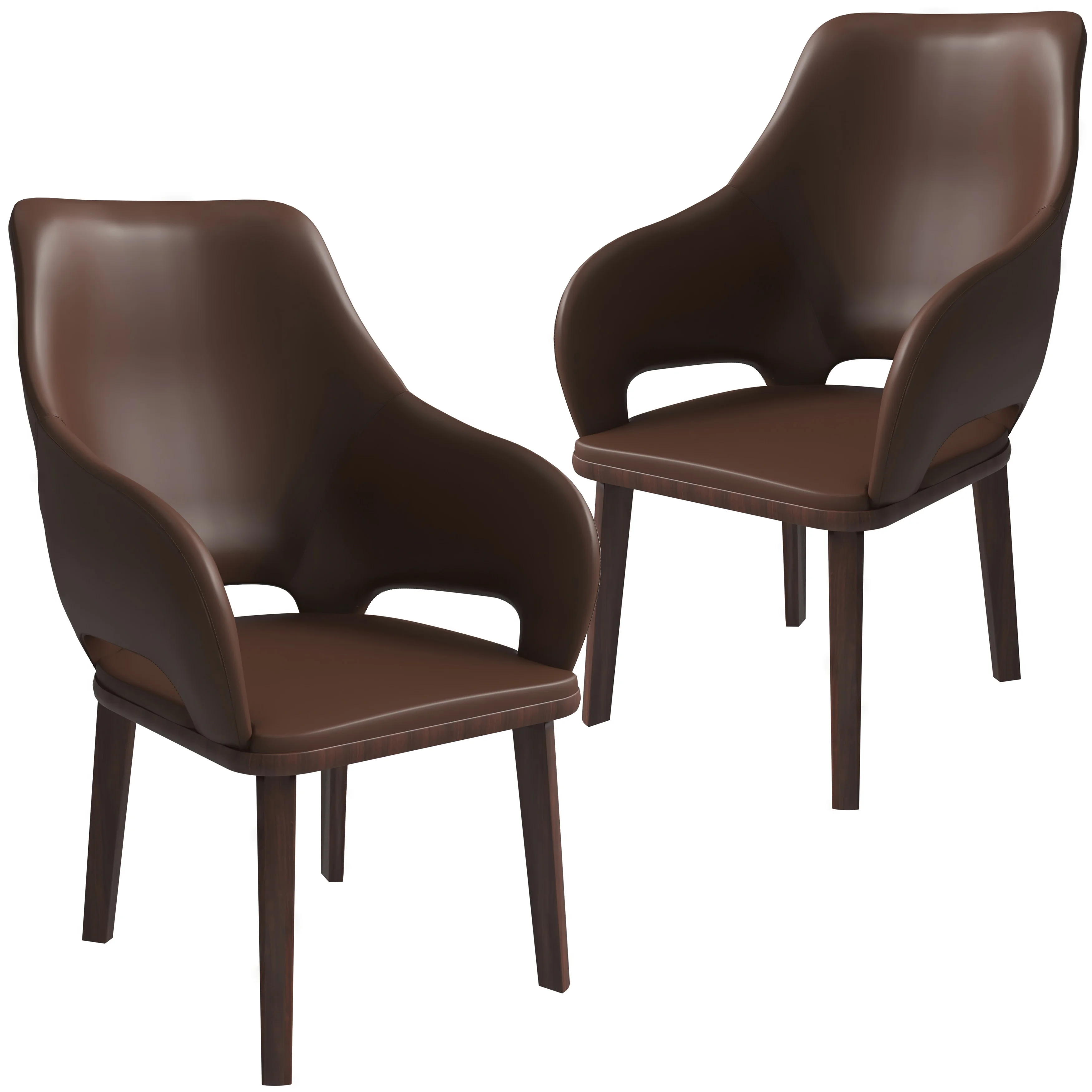 Vivara Collection Modern Dining Chair in Dark Brown Set of 2