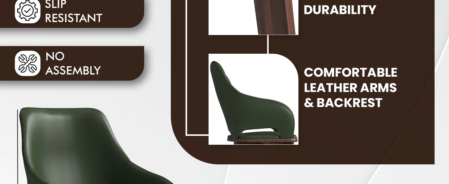 Vivara Collection Modern Dining Chair in Dark Green