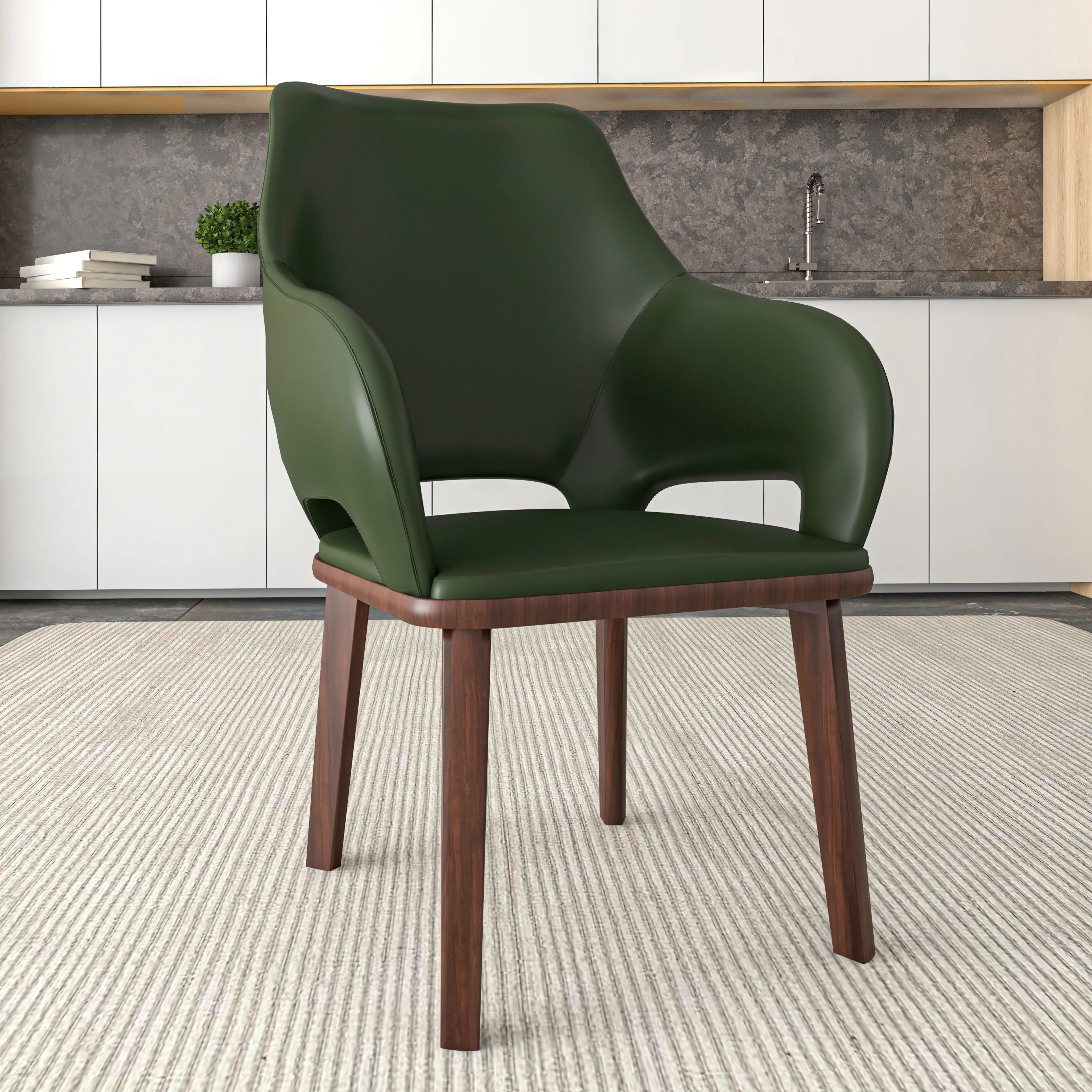 Vivara Collection Modern Dining Chair in Dark Green