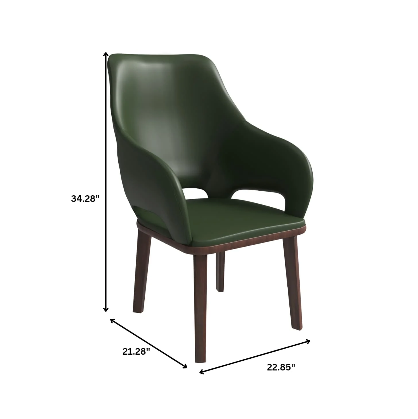 Vivara Collection Modern Dining Chair in Dark Green Set of 2