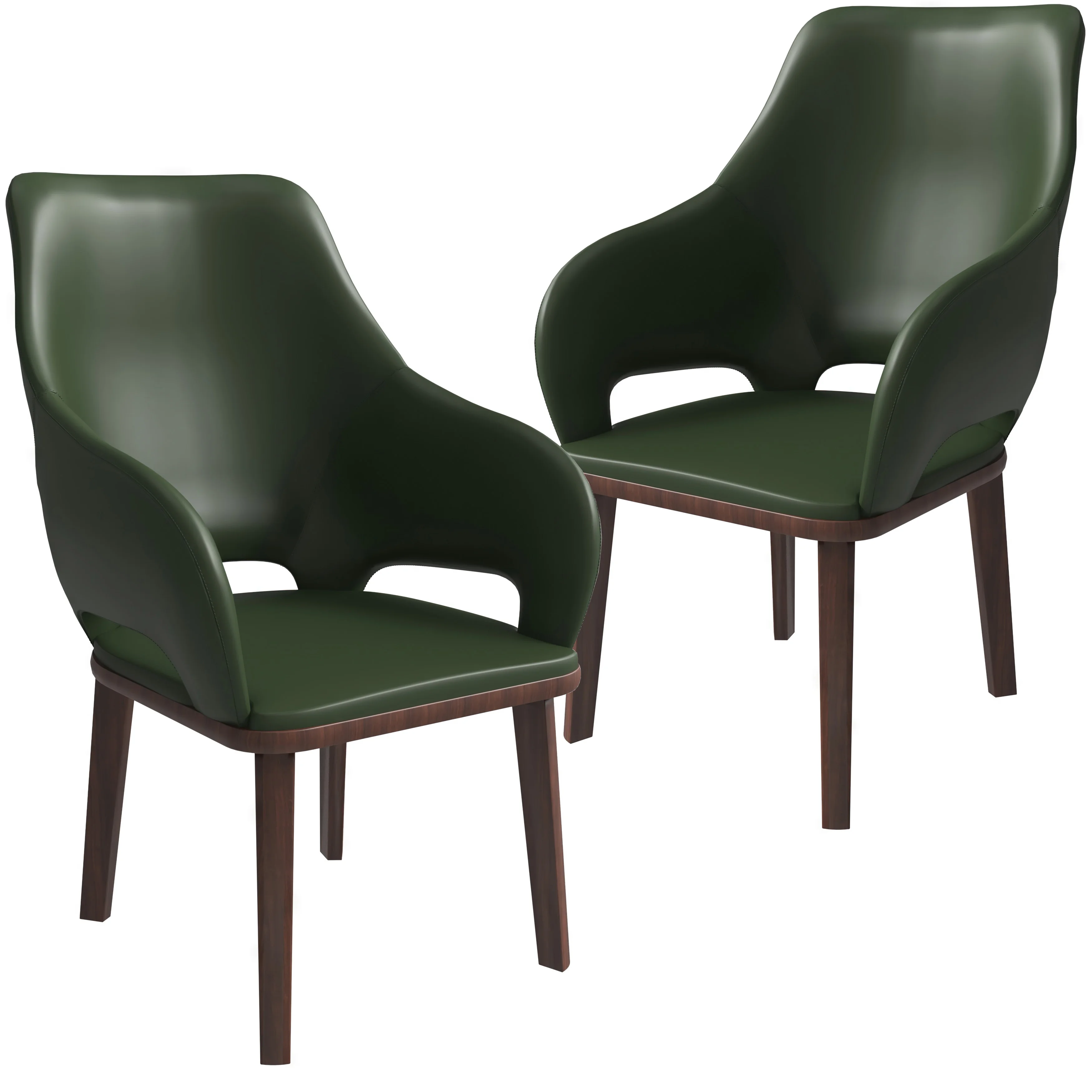 Vivara Collection Modern Dining Chair in Dark Green Set of 2