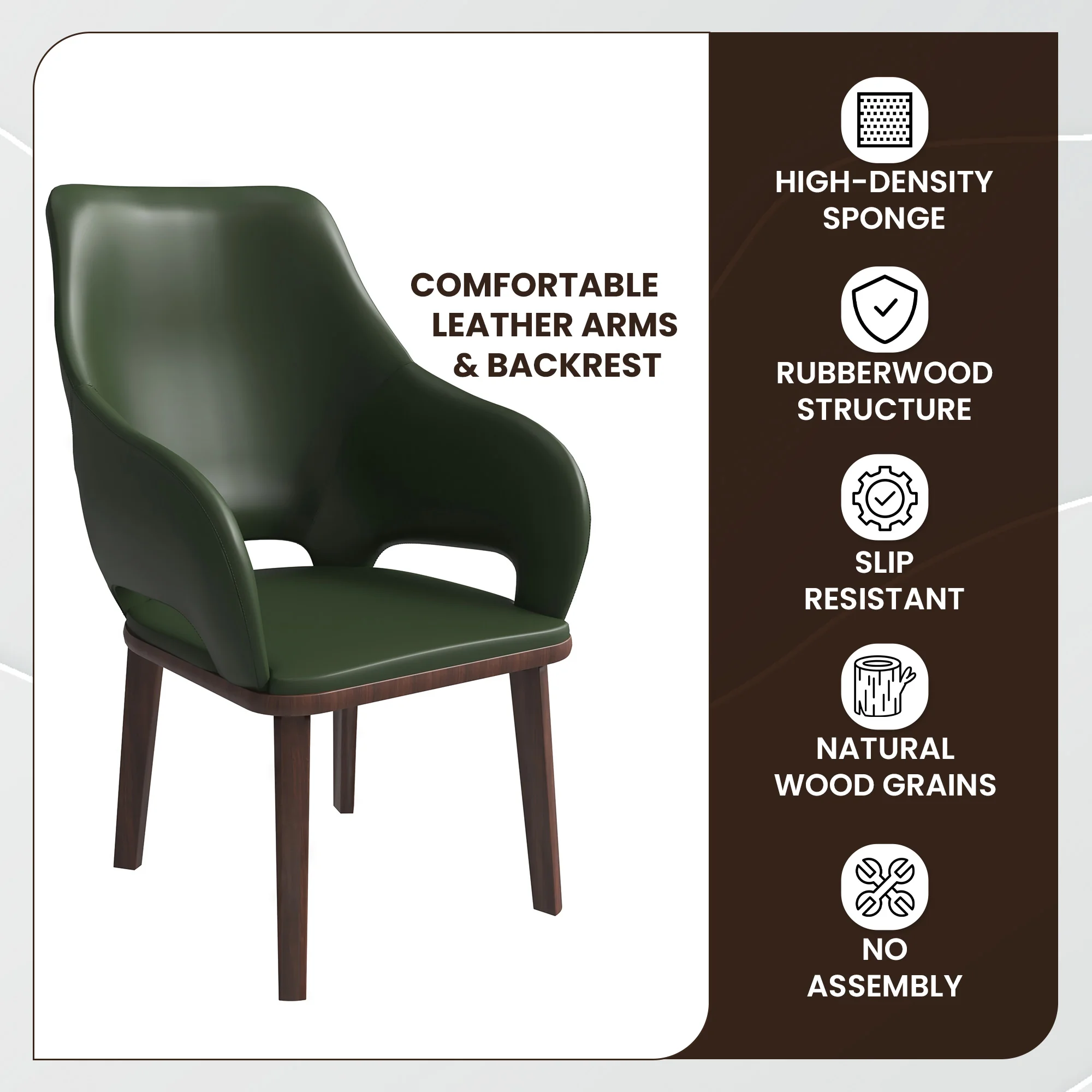 Vivara Collection Modern Dining Chair in Dark Green Set of 4