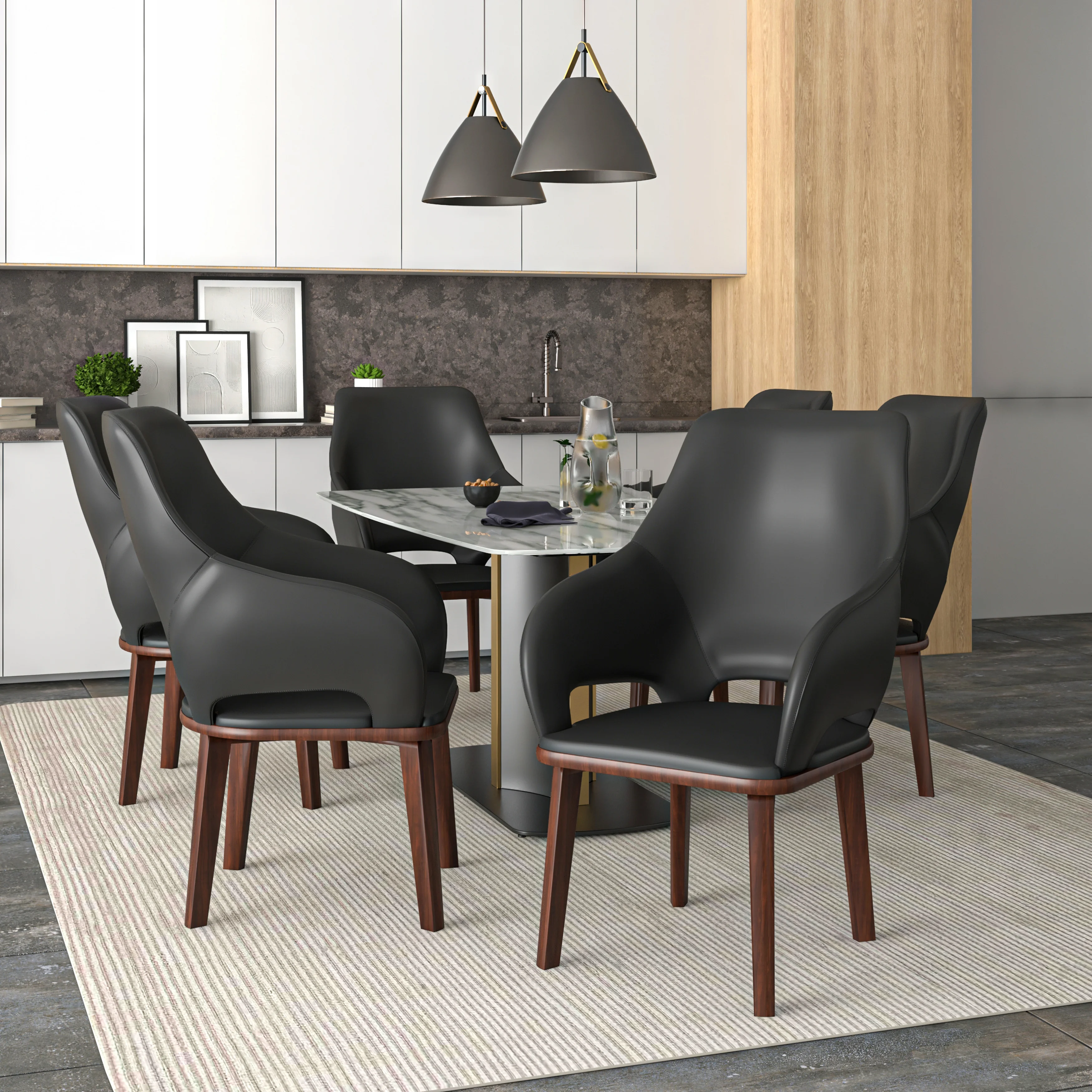 Vivara Collection Modern Dining Chair in Dark Grey
