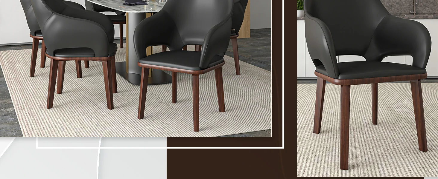 Vivara Collection Modern Dining Chair in Dark Grey Set of 2