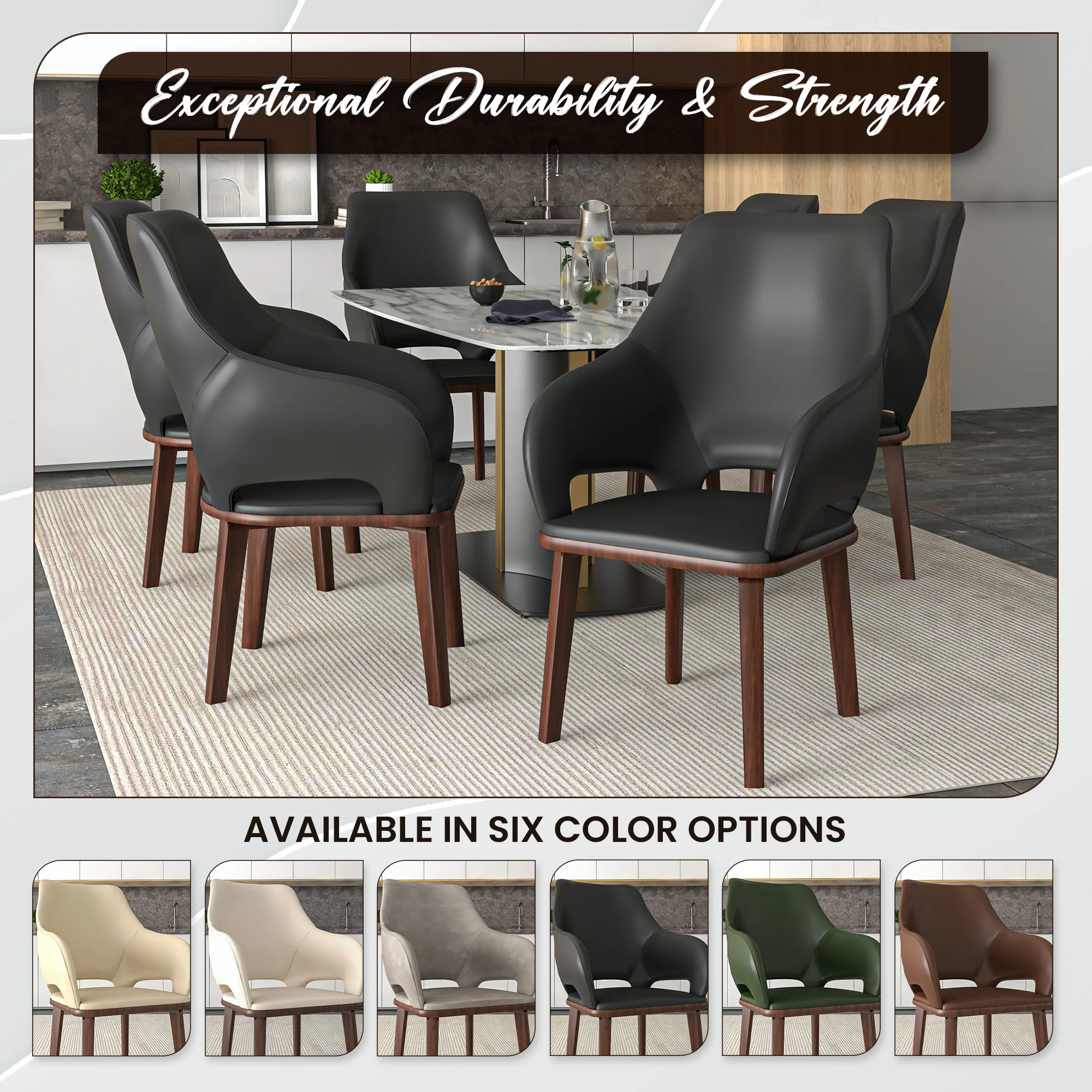 Vivara Collection Modern Dining Chair in Dark Grey Set of 4