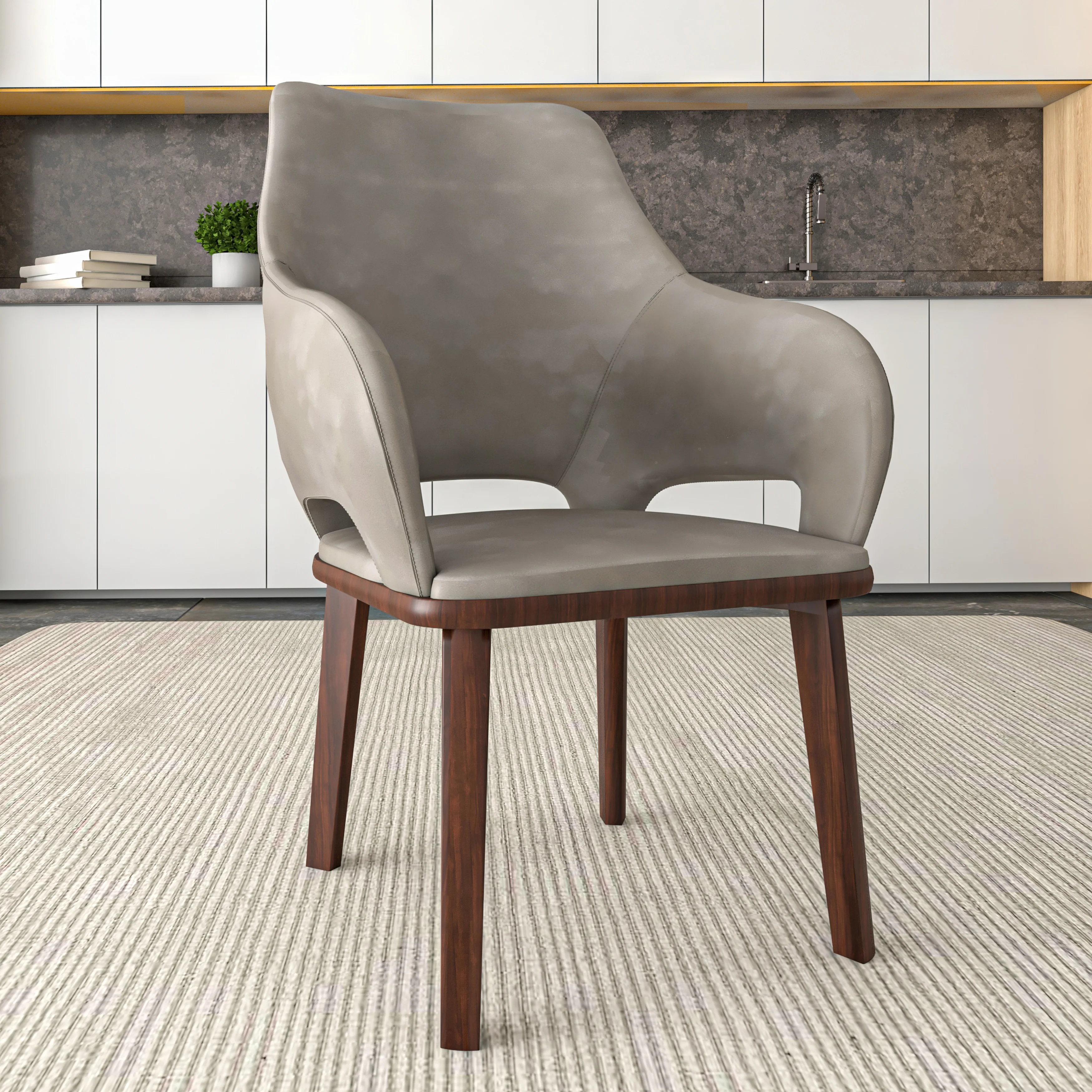 Vivara Collection Modern Dining Chair in Grey Set of 2