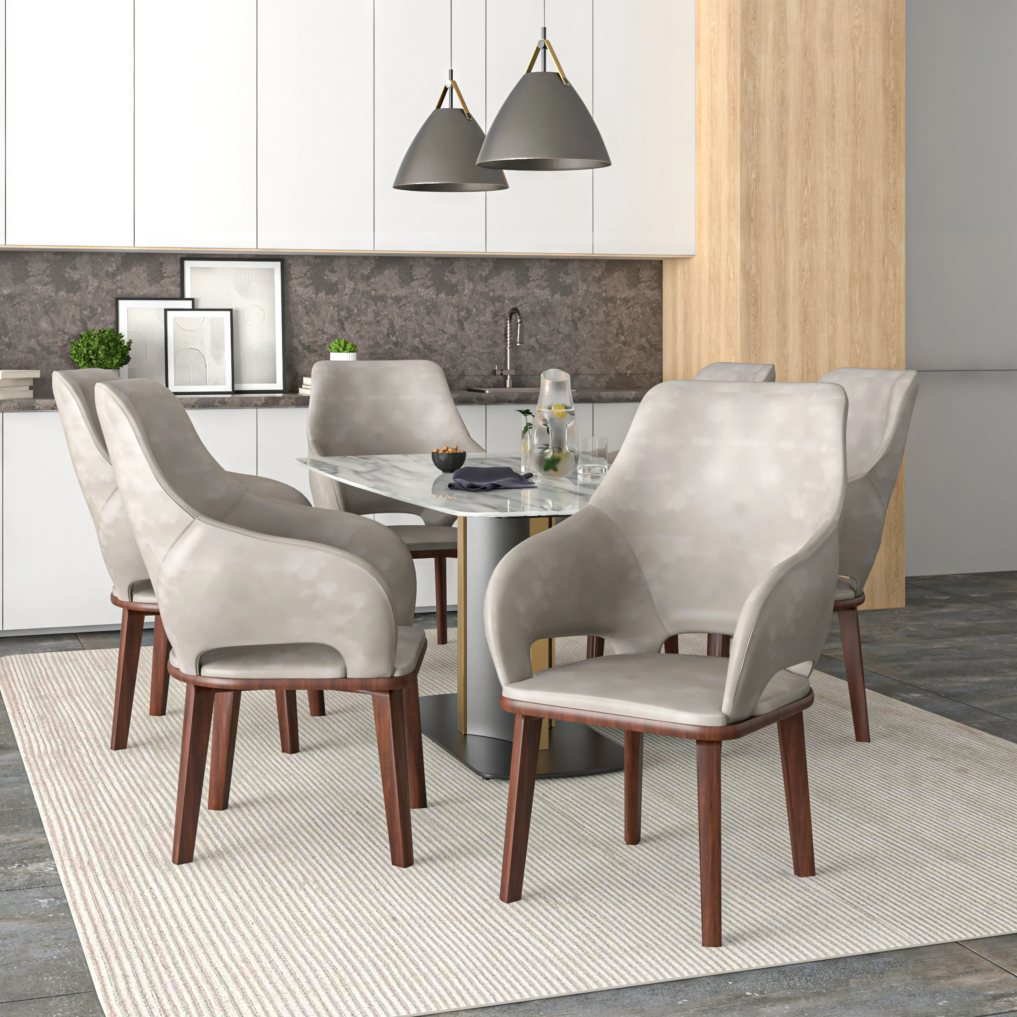 Vivara Collection Modern Dining Chair in Grey Set of 4