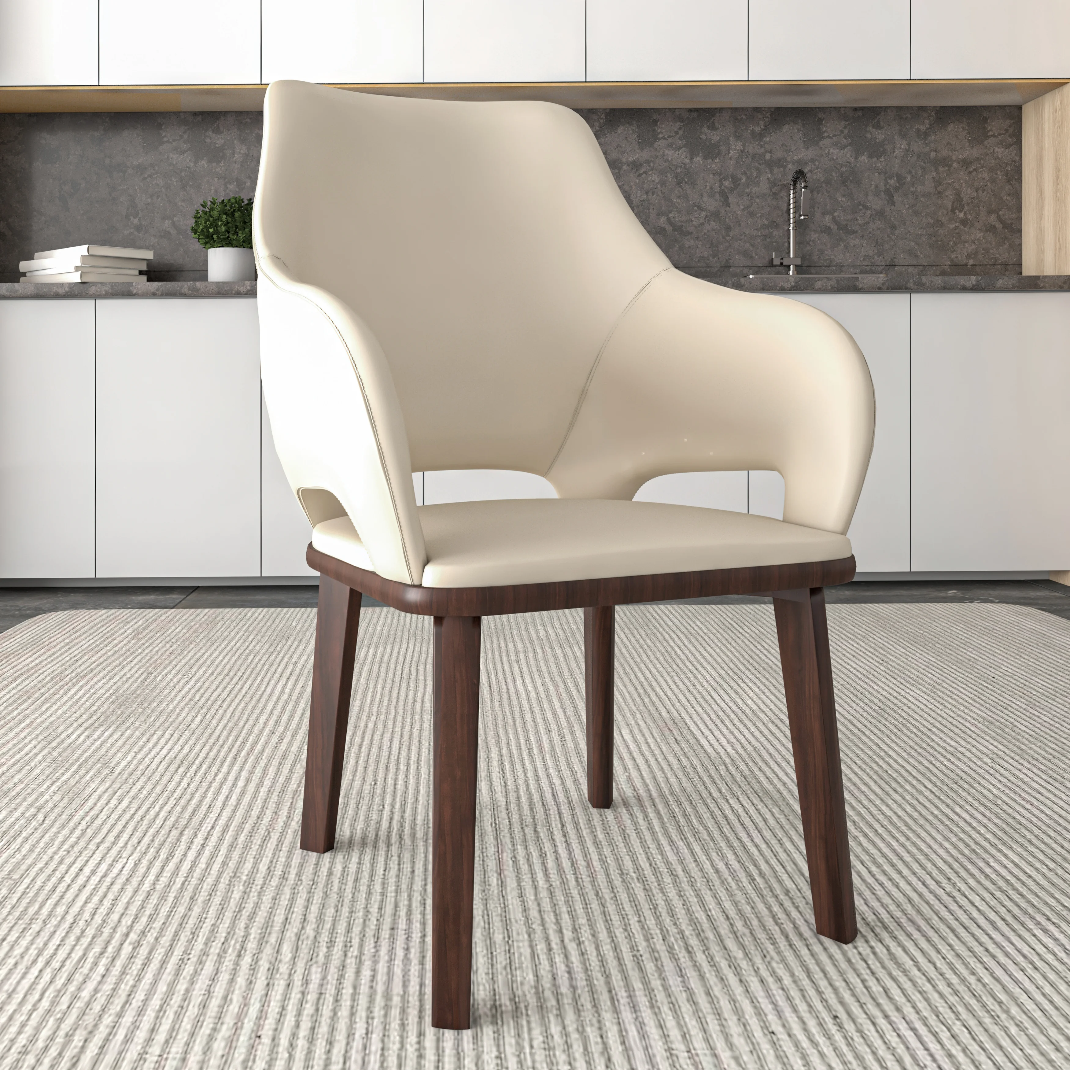 Vivara Collection Modern Dining Chair in Light Taupe Set of 4
