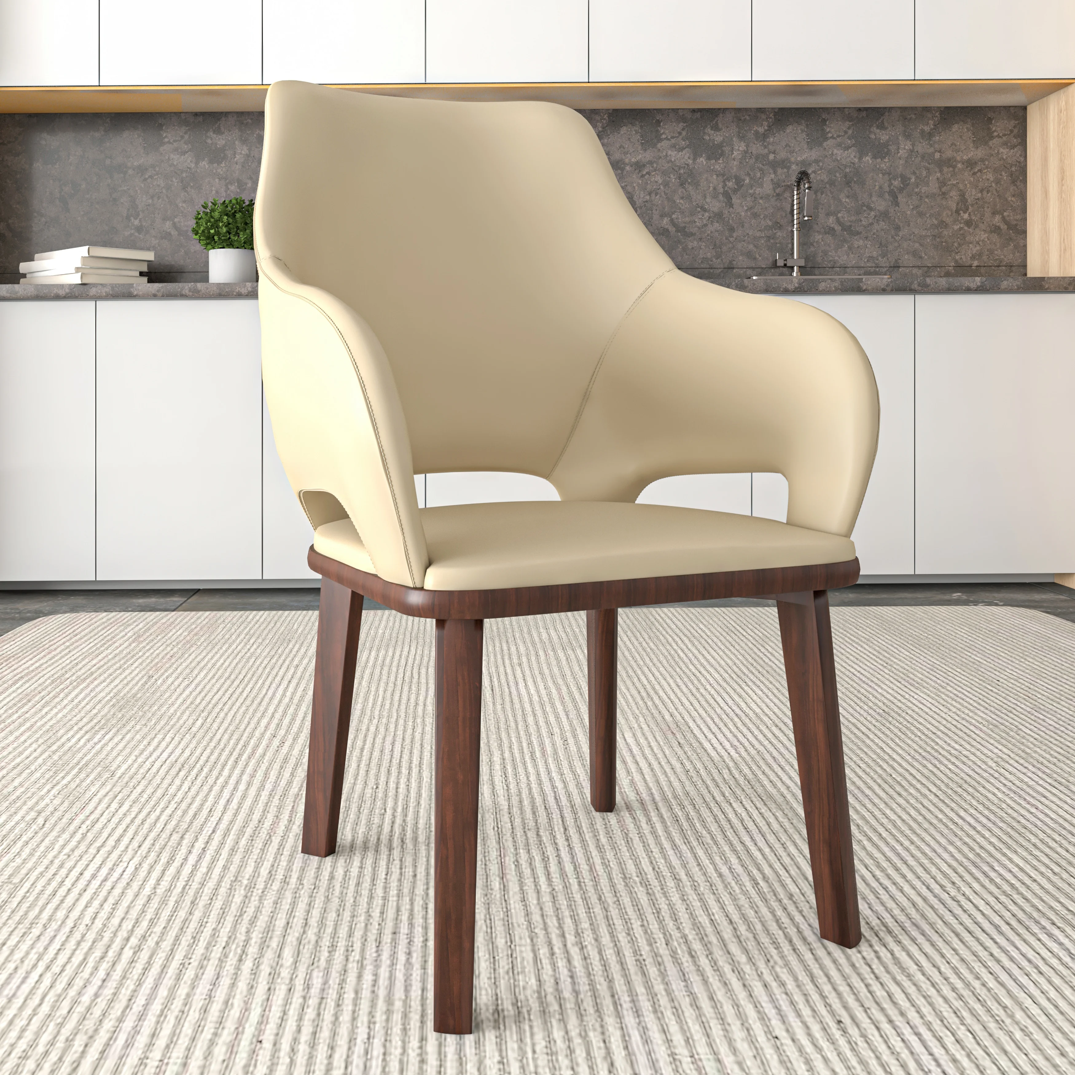 Vivara Collection Modern Dining Chair in Off White Set of 2