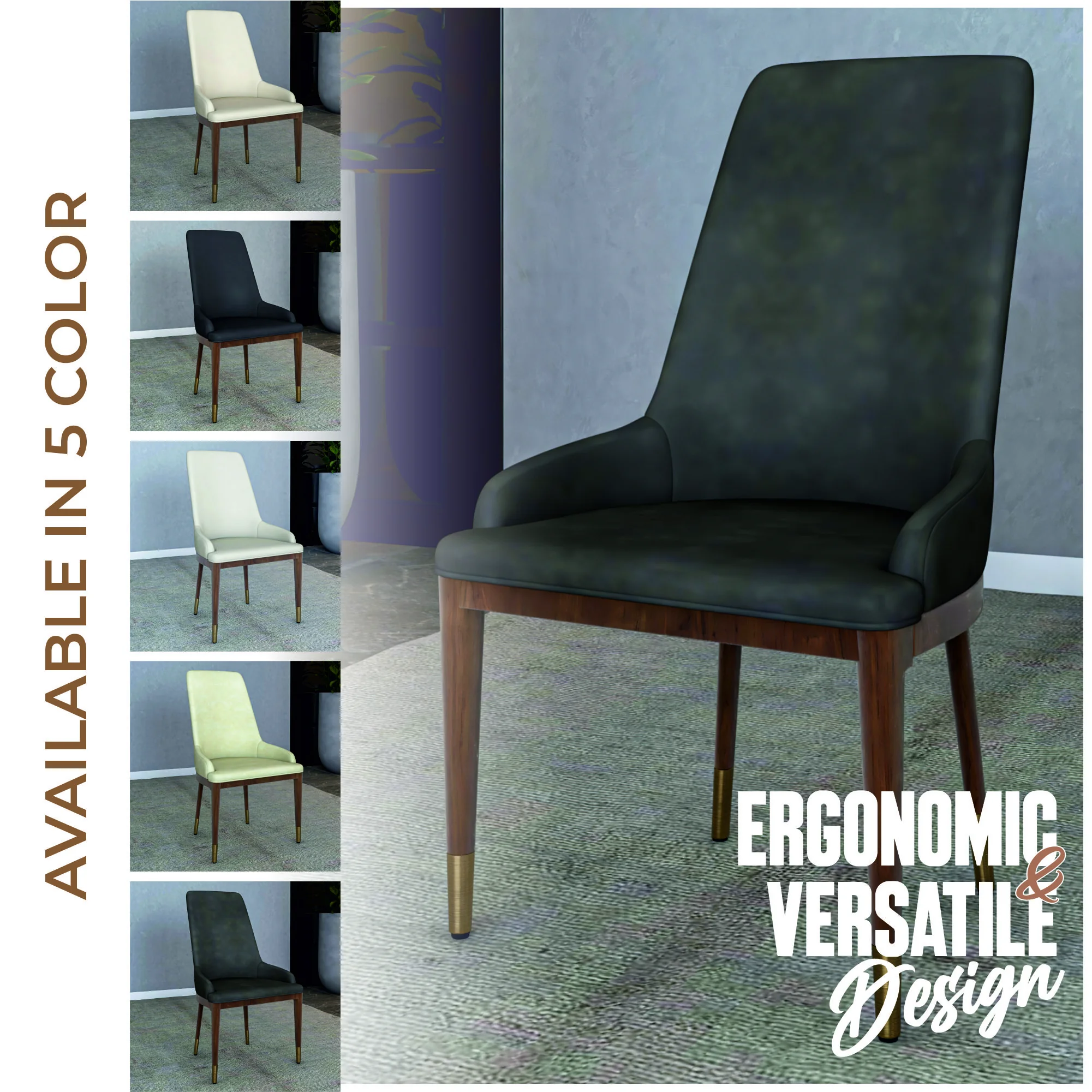 Viva Collection Modern Wooden Dining Chair in Dark Grey