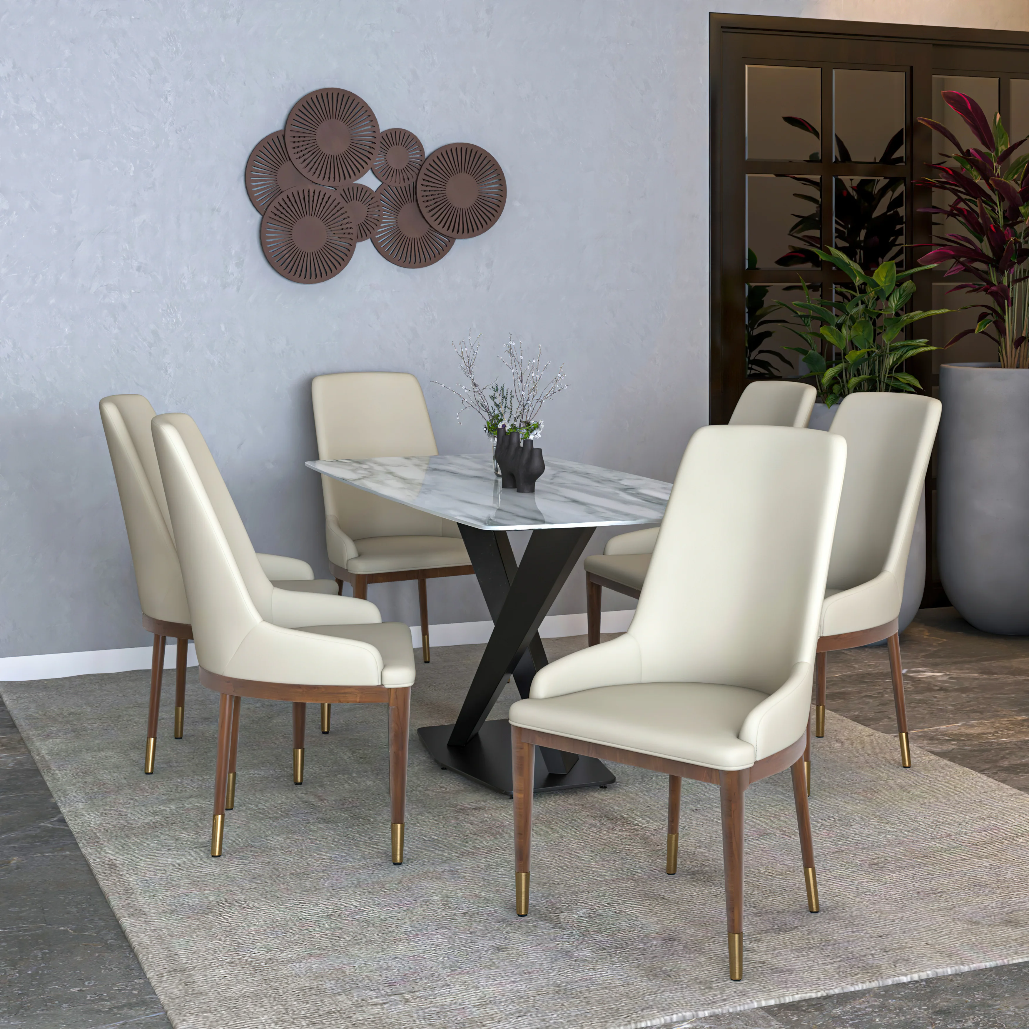 Viva Collection Modern Wooden Dining Chair in Toupe Set of 2