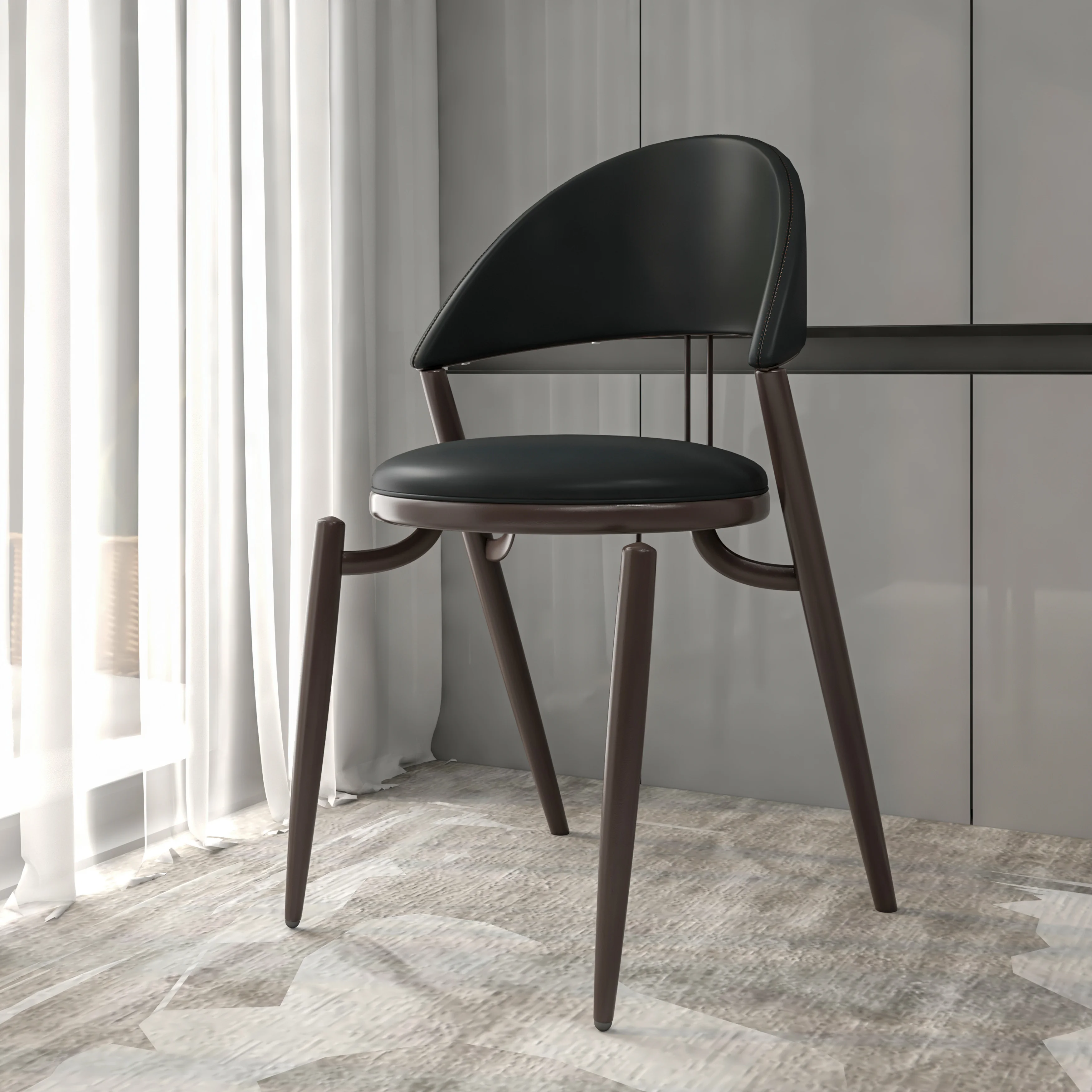 Venice Collection Modern Dining Chair In Black