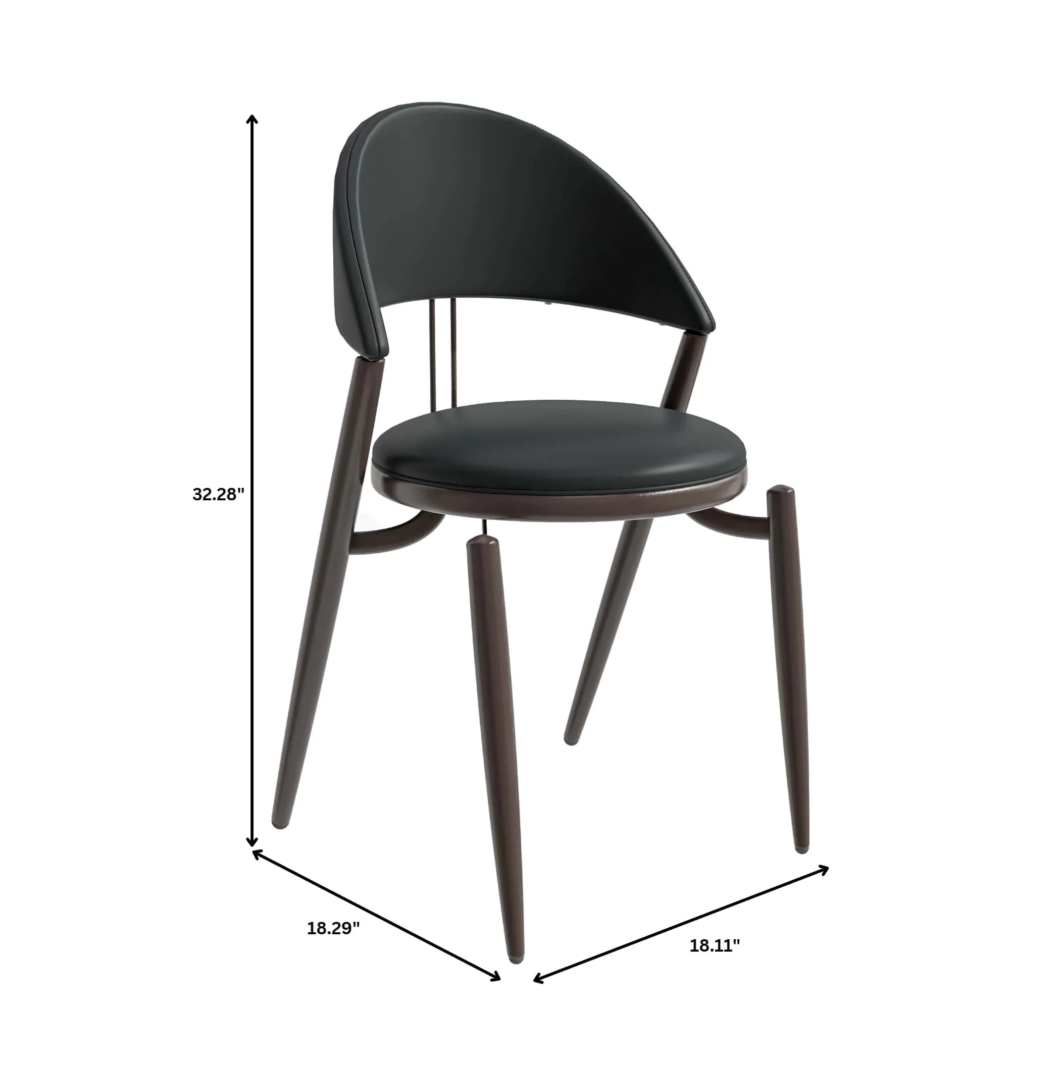 Venice Collection Modern Dining Chair In Black set of 2 in Black