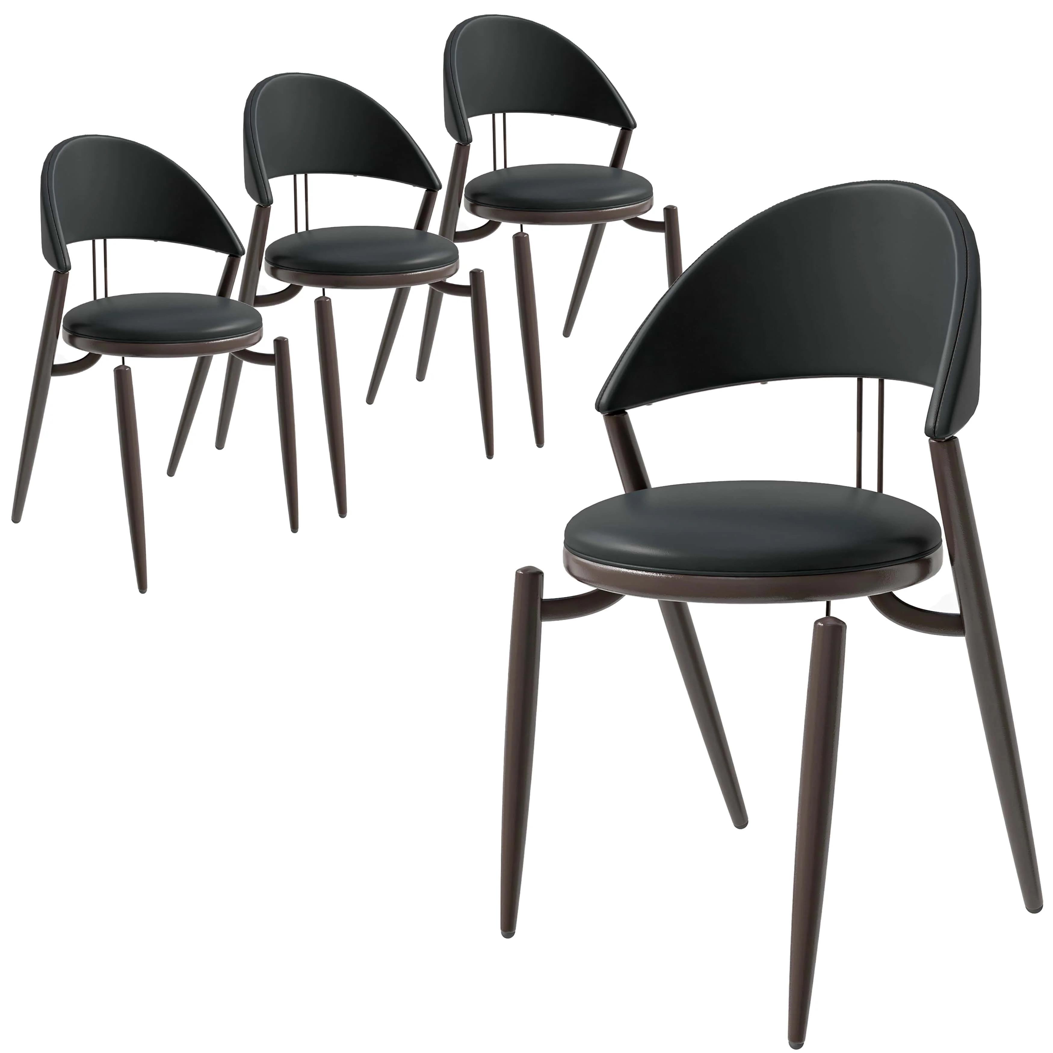Venice Collection Modern Dining Chair In Black set of 4 in Black