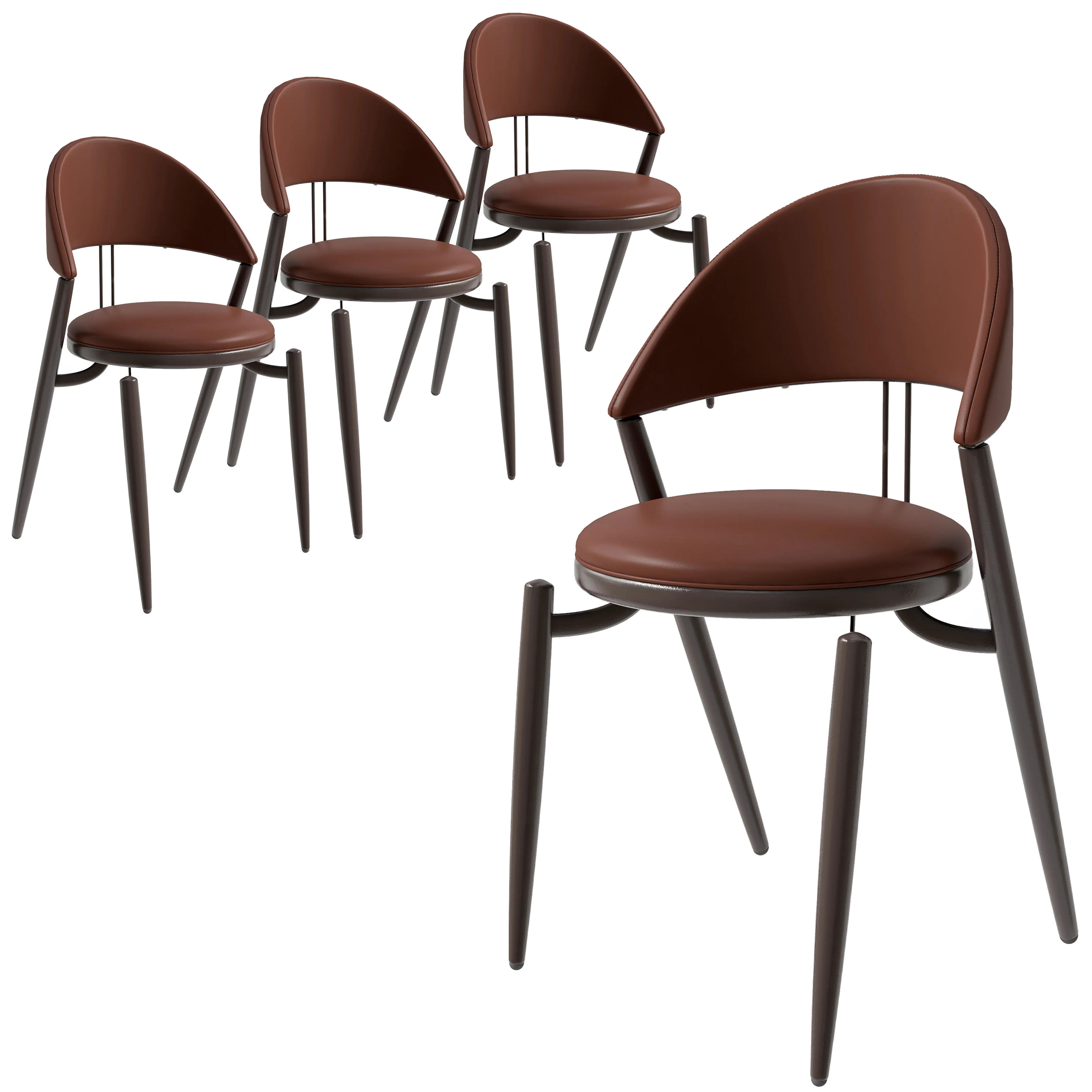 Venice Collection Modern Dining Chair In Black set of 4 in Dark Brown