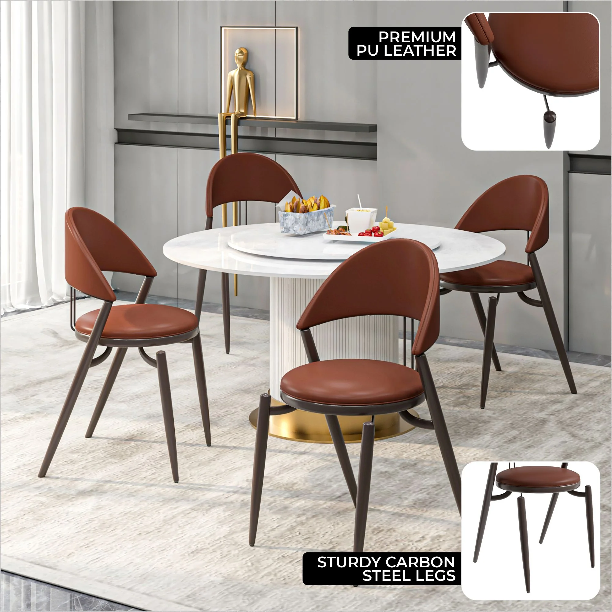 Venice Collection Modern Dining Chair In Black set of 4 in Dark Brown