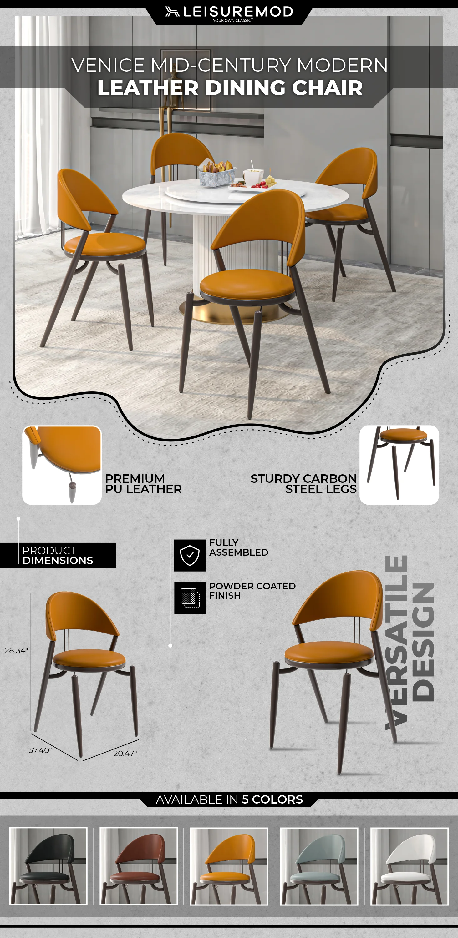 Venice Collection Modern Dining Chair In Light Brown