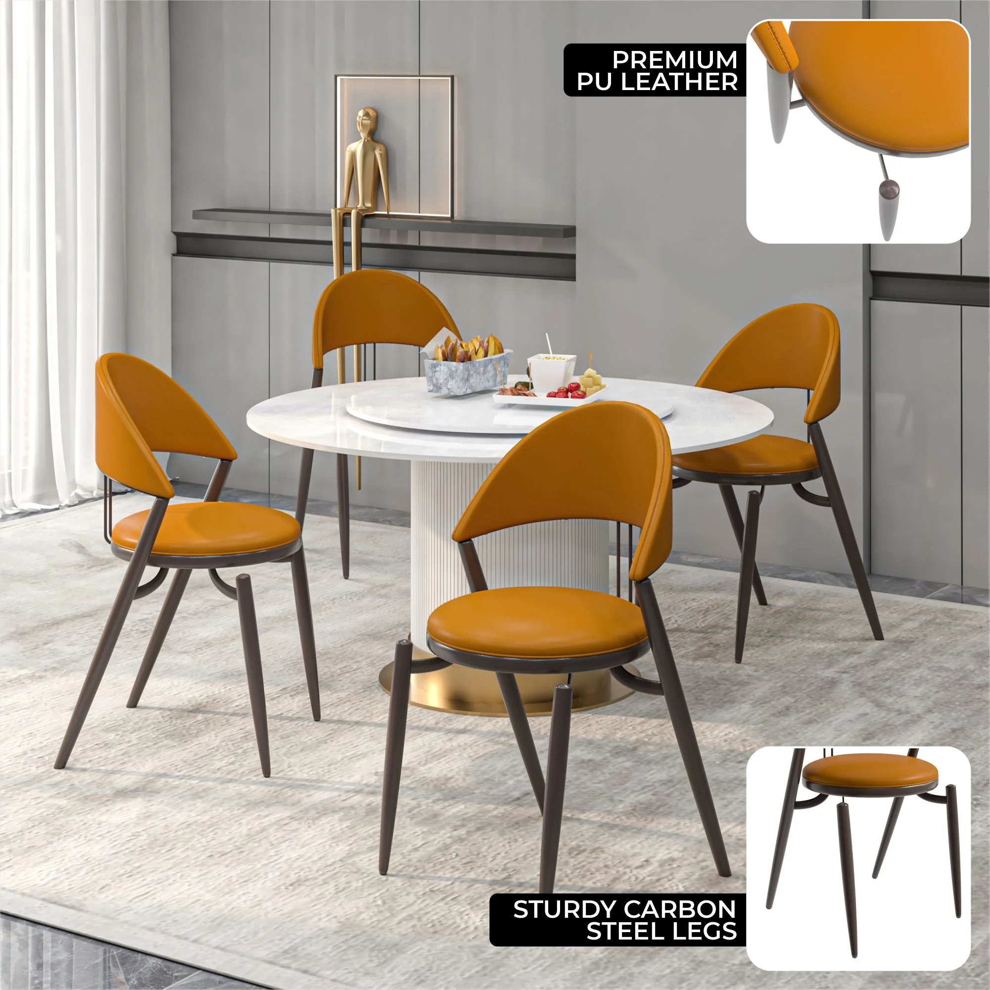 Venice Collection Modern Dining Chair In Black set of 2 in Light Brown