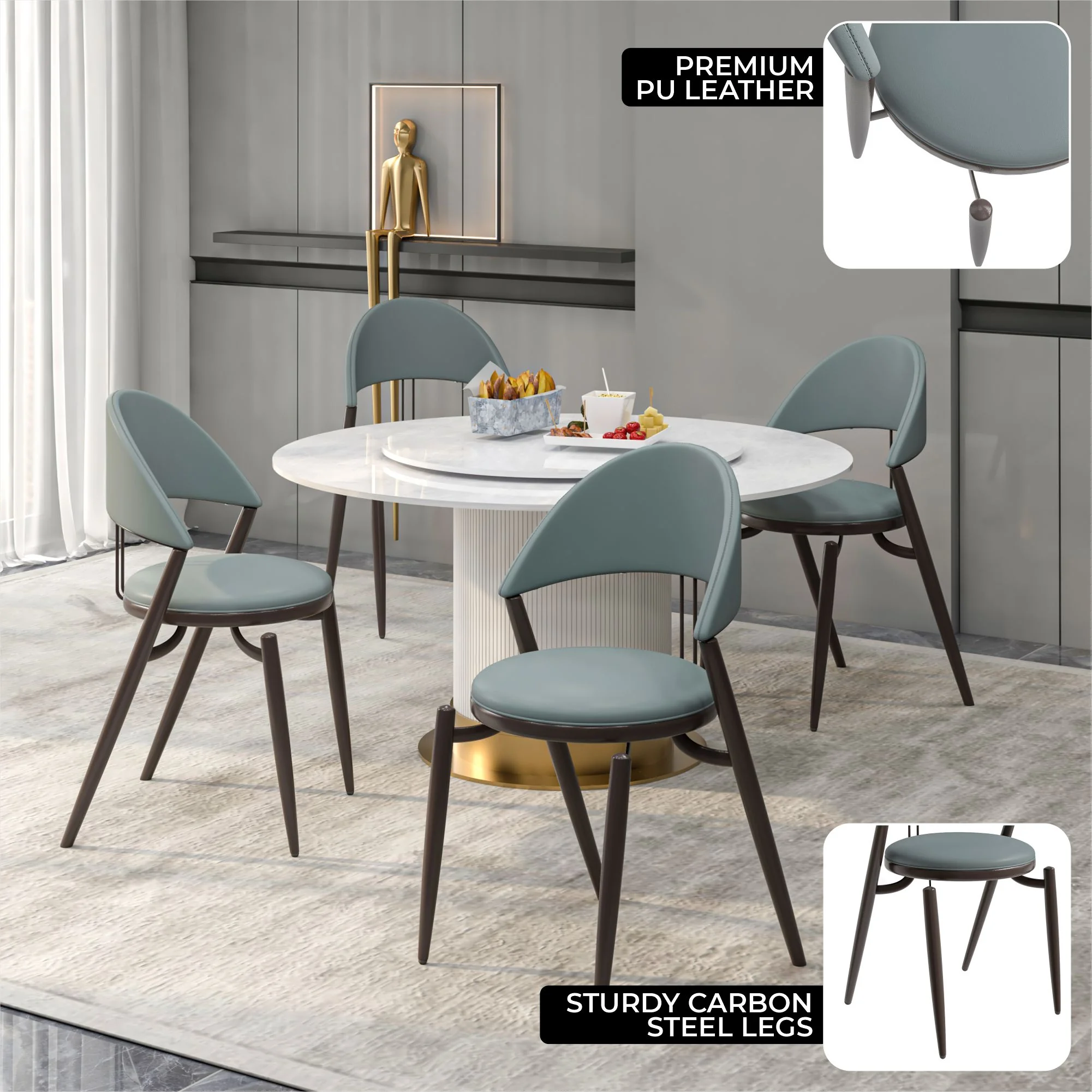 Venice Collection Modern Dining Chair In Black set of 2 in Grey