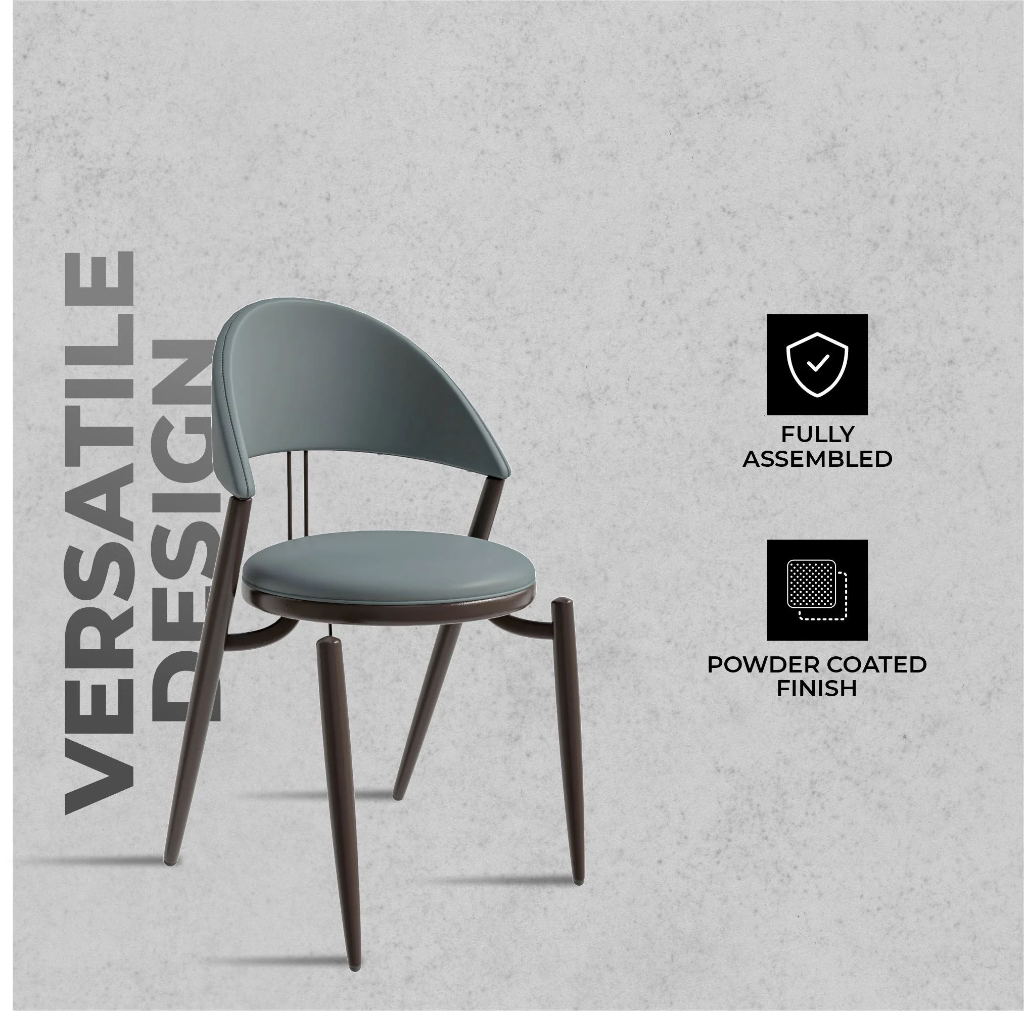 Venice Collection Modern Dining Chair In Black set of 4 in Light Grey