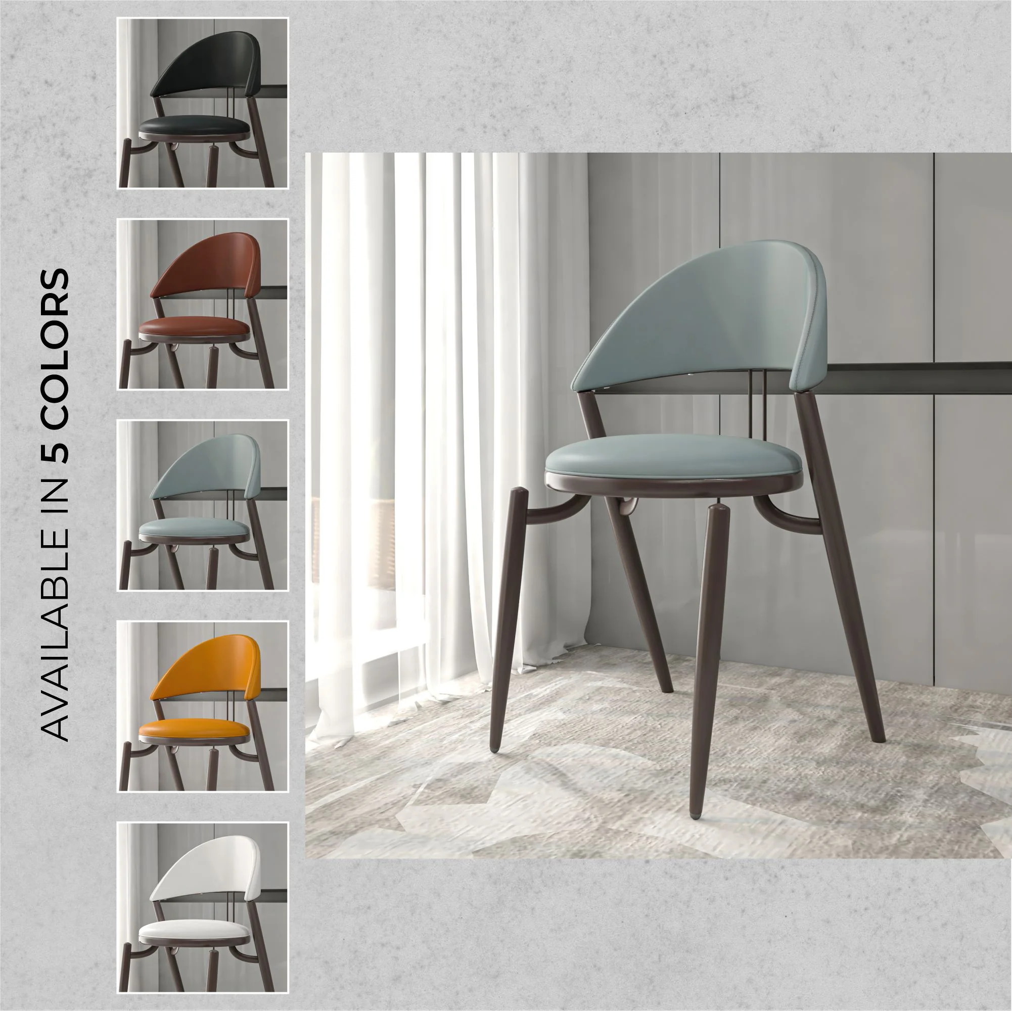 Venice Collection Modern Dining Chair In Black set of 4 in Light Grey