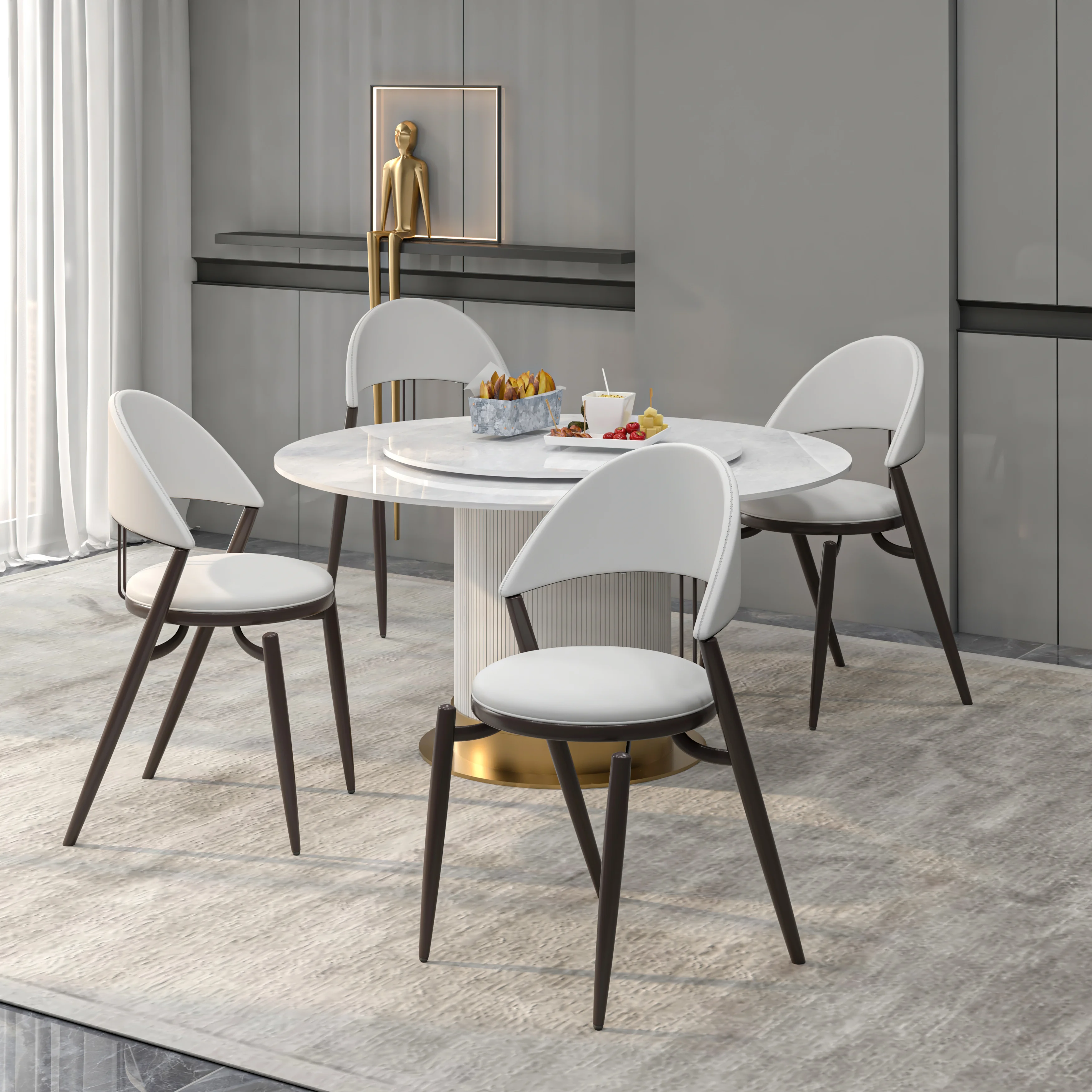 Venice Collection Modern Dining Chair In Black set of 4 in White